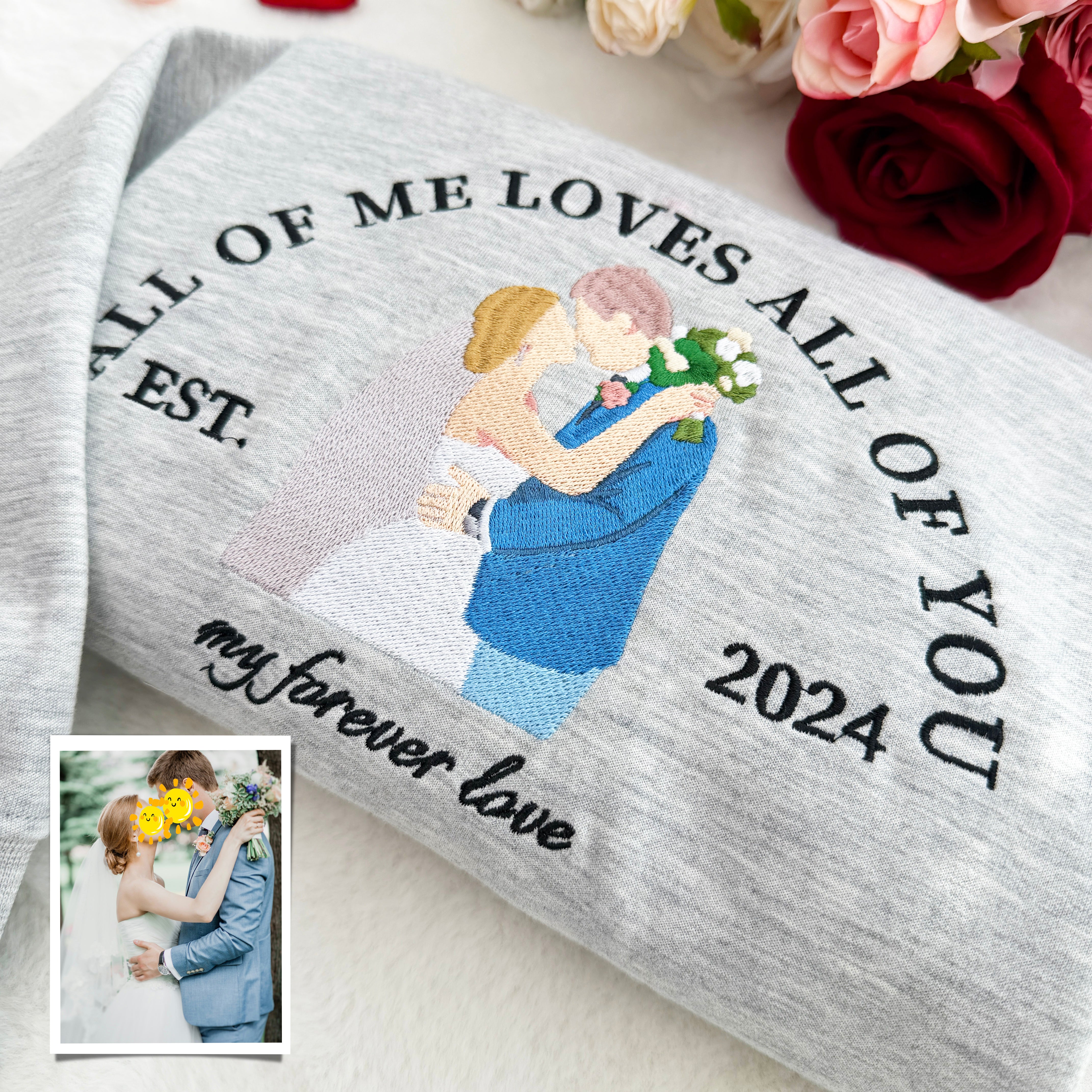 Personalized Embroidered Couple Sweatshirt With Custom Text & Date