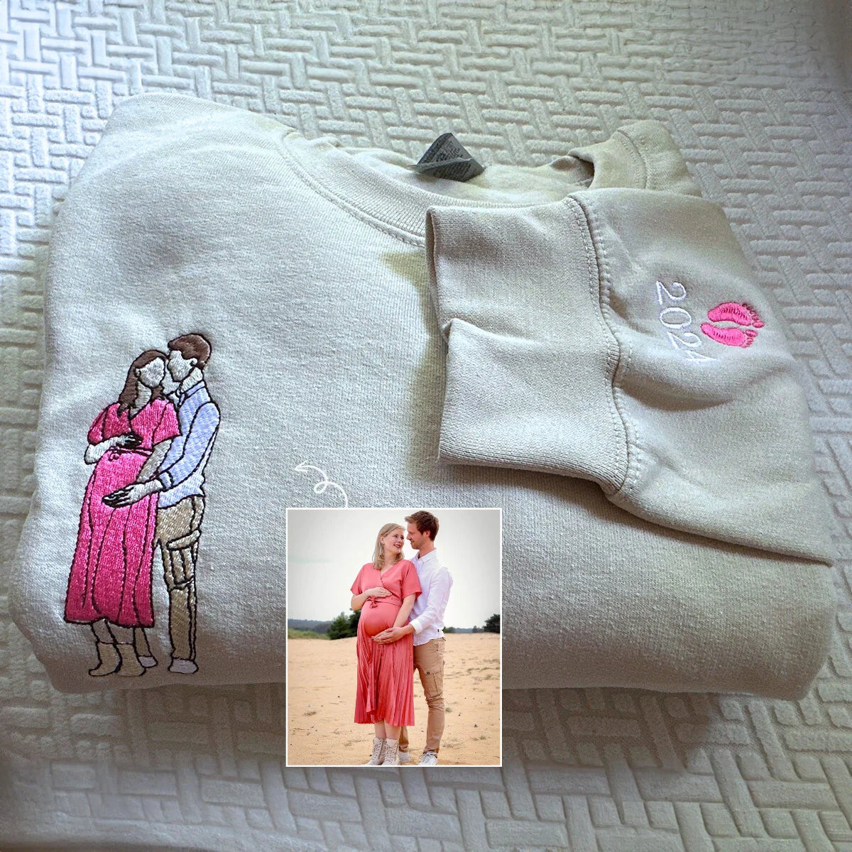 Custom Mama,Mom Portrait Embroidered T-shirt Sweatshirt