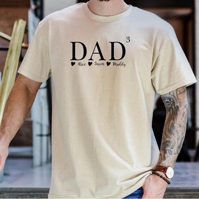 Custom Dad 2 Shirt With Kids Names, Third Baby Reveal, New Dad Gift