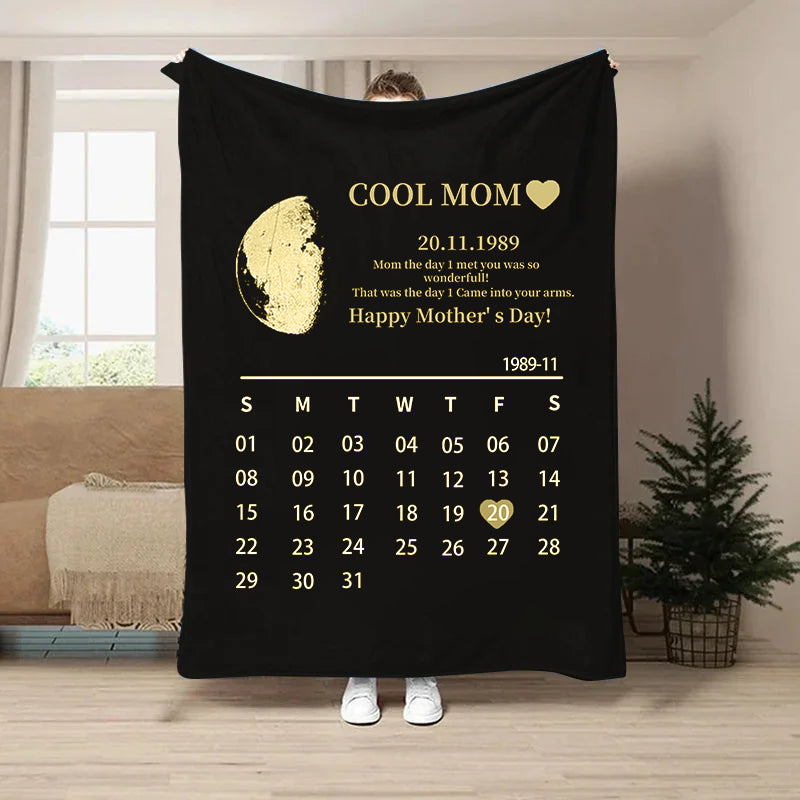 (With Calendar)Custom for Mom Art Blanket/REAL MOON PHASE Mother's Day Gift