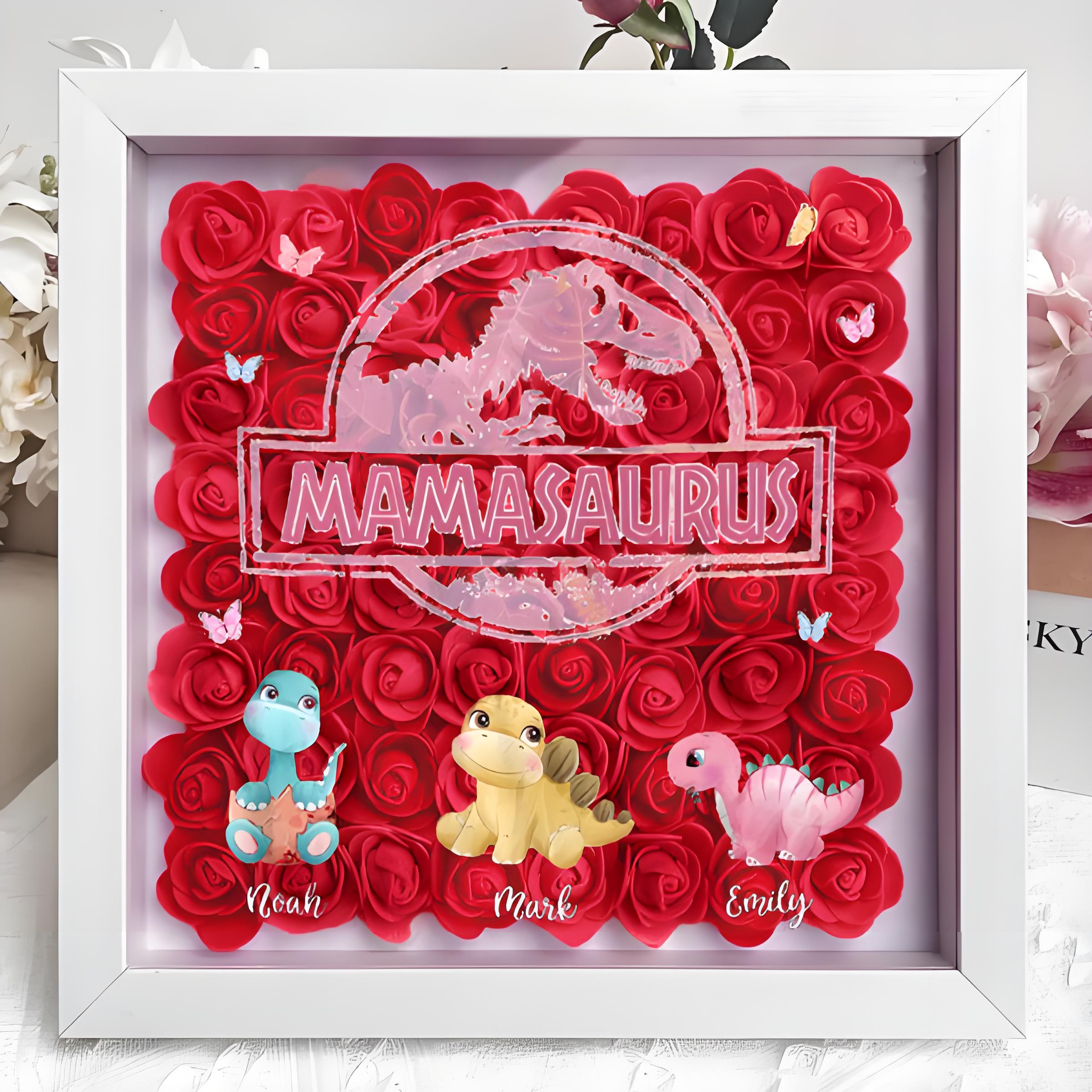Don't Mess With Mamasaurus, You'll Get Jurasskicked - Personalized Flower Shadow Box