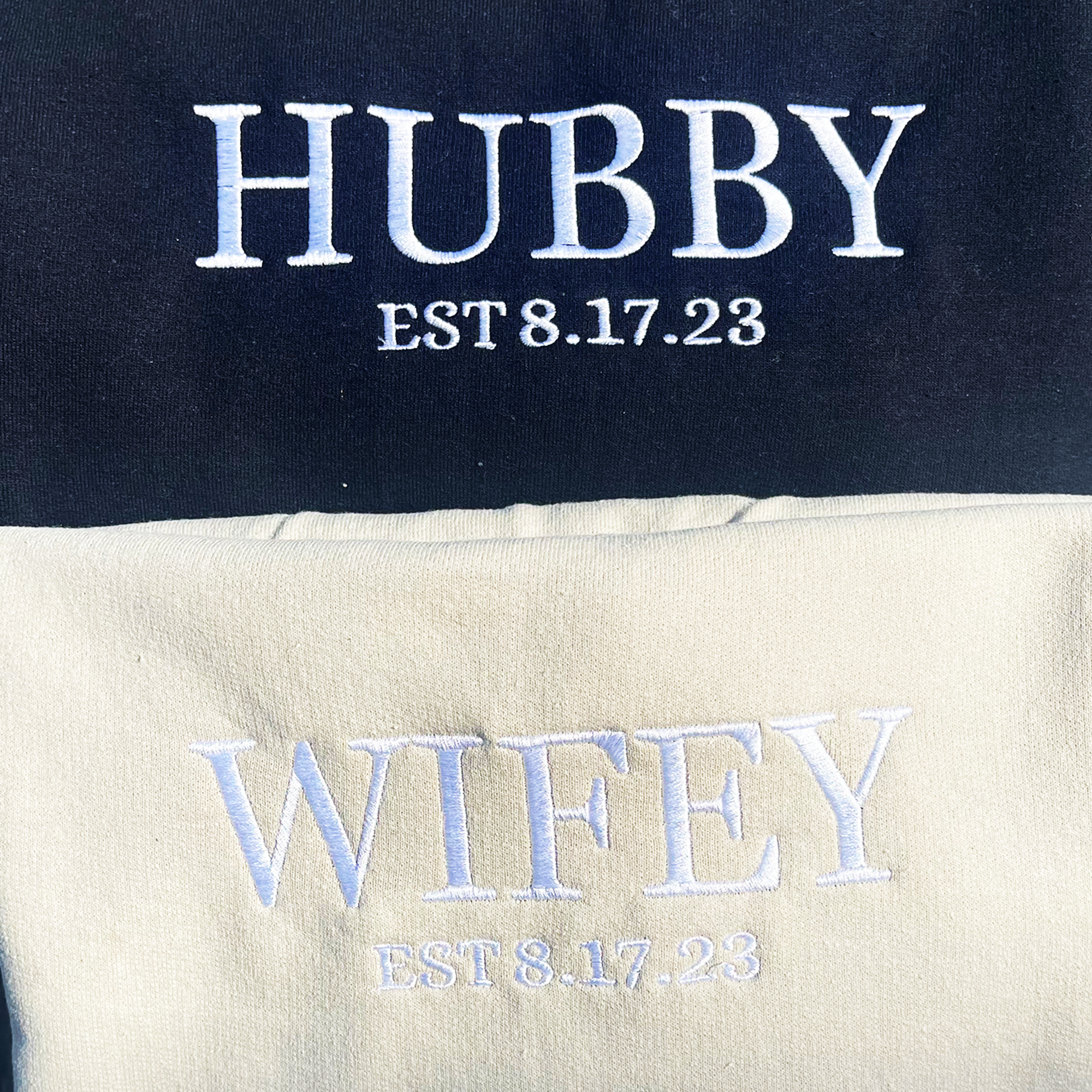Customized Wifey and Hubby Sweatshirts, Personalized Wifey Sweater, Gift Ideas For Married Couples
