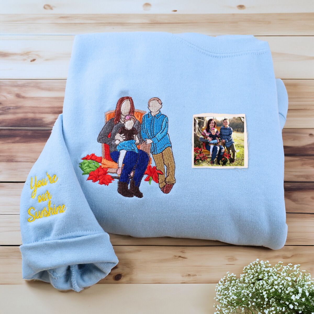 Custom Mama,Mom Portrait Embroidered T-shirt Sweatshirt
