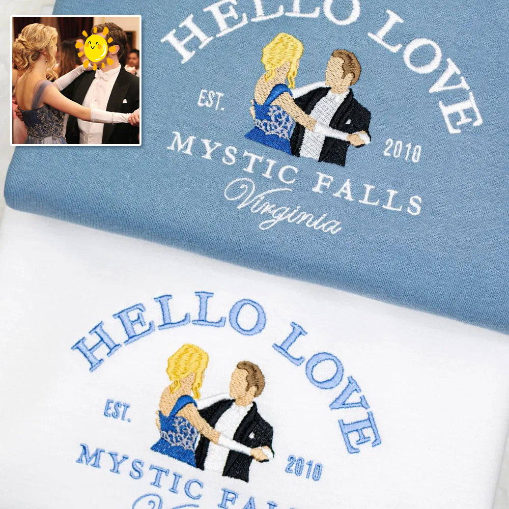 Personalized Embroidered Couple Sweatshirt With Custom Text & Date