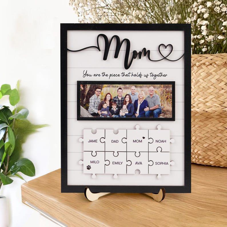 Personalize Family Puzzle Sign Personalized Gift –Wooden Sign For Mom