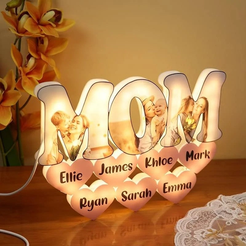 Personalized Photo Letter Night Light Acrylic Lamp Gifts for Mom Grandma Nana Wife