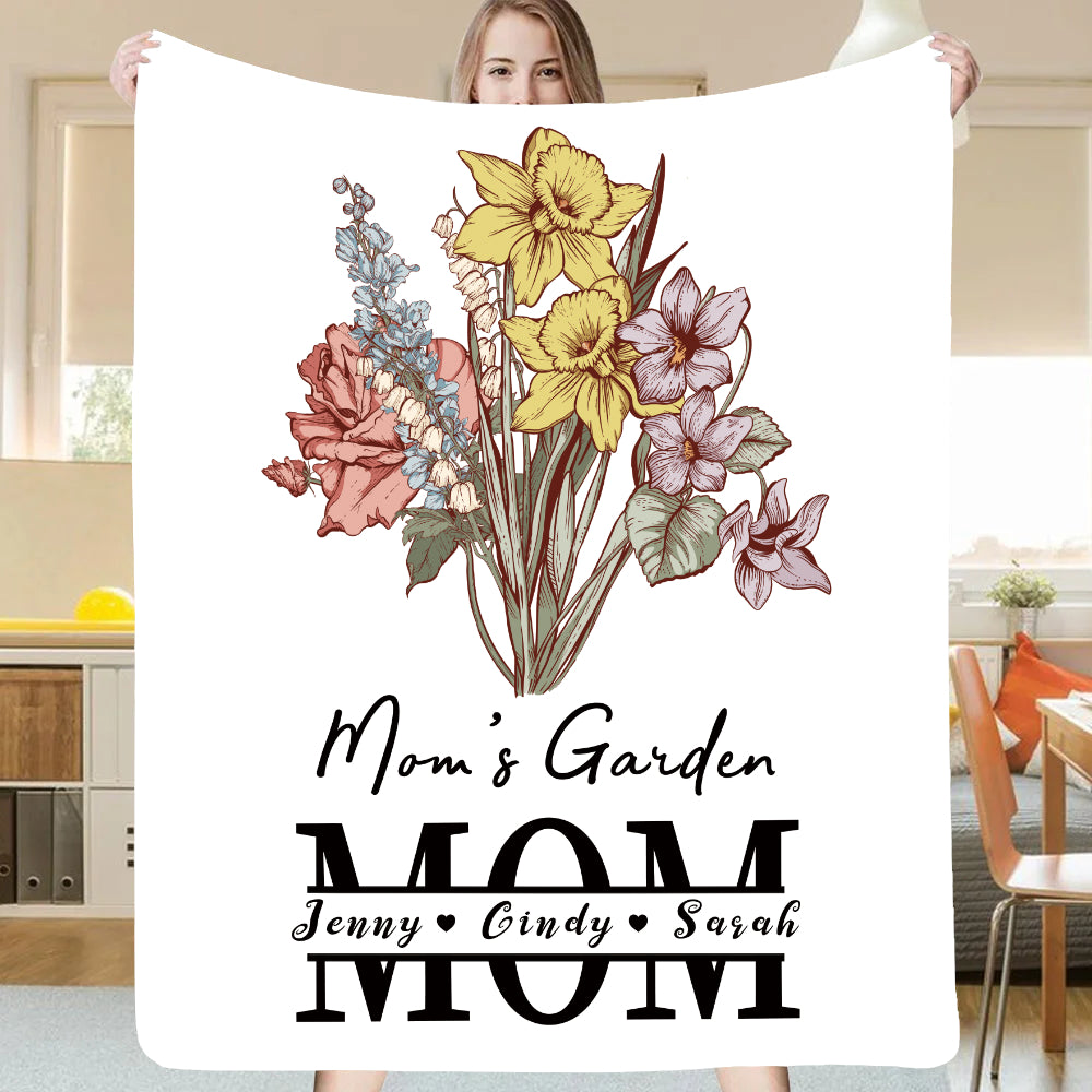 Mom's Garden With Large Nickname Customized Blanket