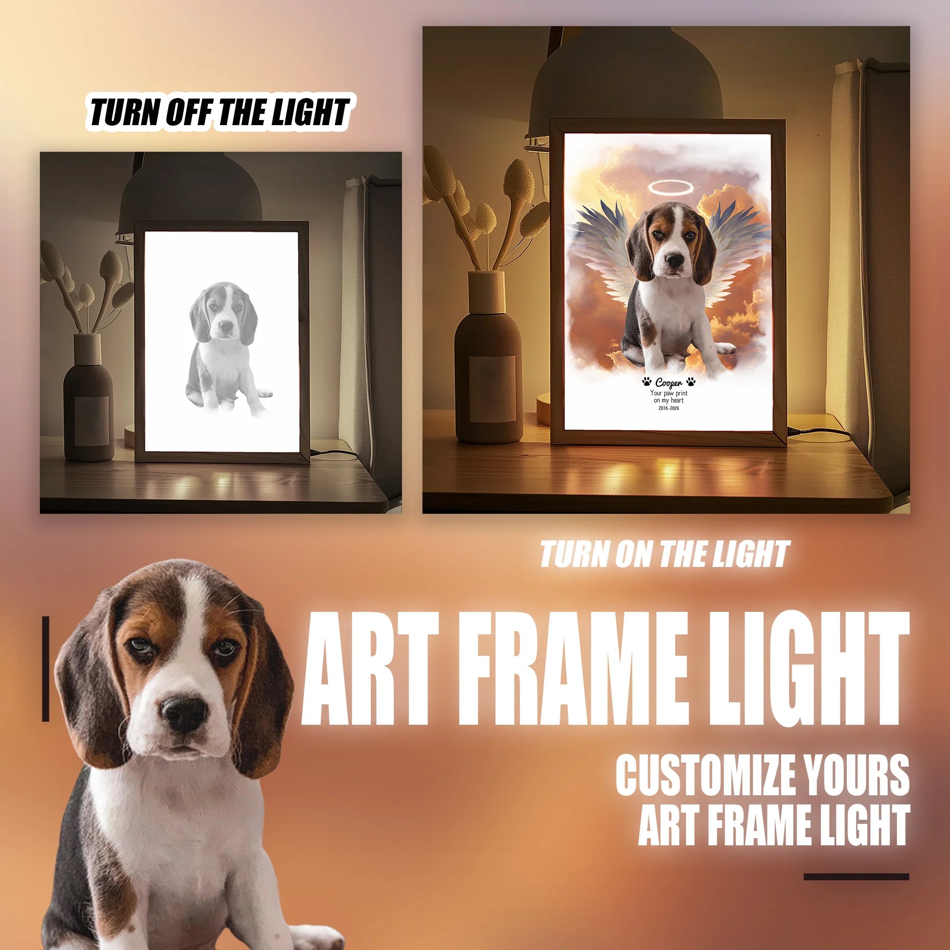 Personalized art framed lamps couple portraits loved ones, best anniversary gift