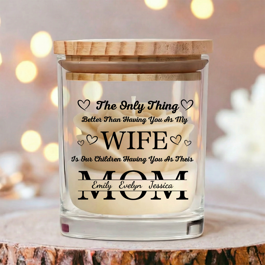 Personalized Soy Wax Candle – Custom Family Message Gift for Wife, Mother’s Day Special