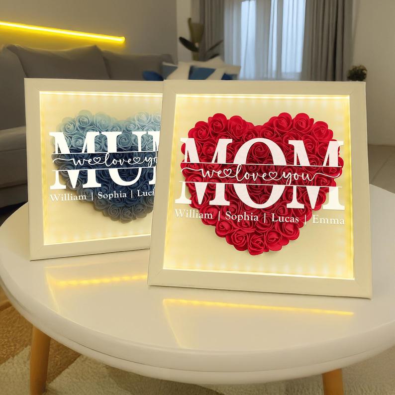 Custom Mom We Love You - Personalized Flower Shadow Box