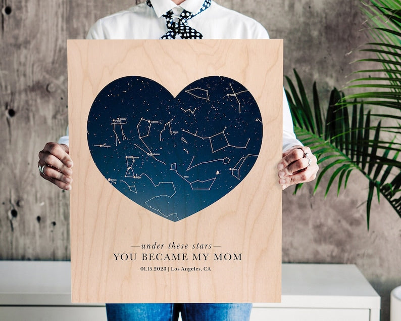 Personalized Star Map - The Day You Became My Mom - Custom Night Sky Gifts For Mother's Day