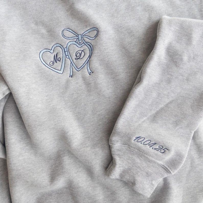 Personalized Bride Embroidered Sweatshirt for Future Mrs. with Custom Last Name & Wedding Date
