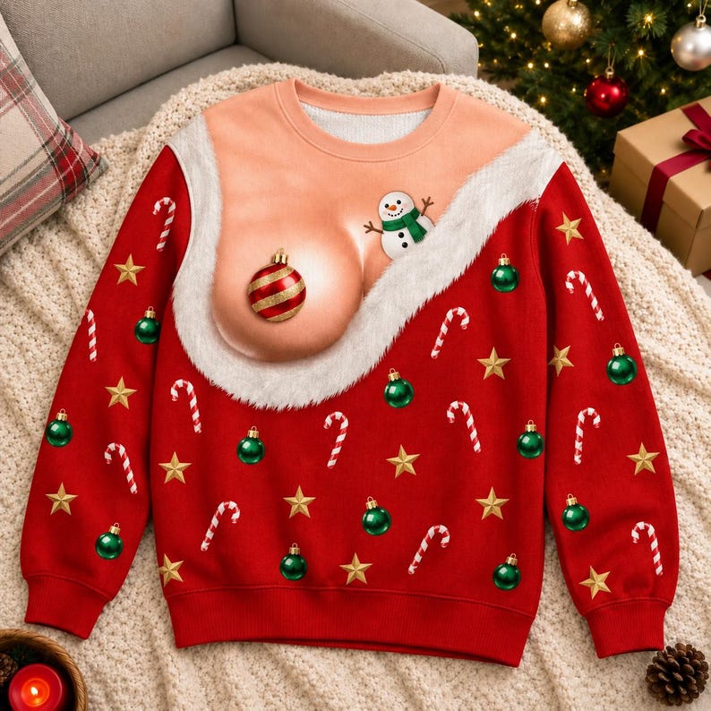 Custom Fun & Novelty Women's Santa Sweatshirt – Humorous Christmas Party Gift for Adults & Matching Couples' Sweatshirts