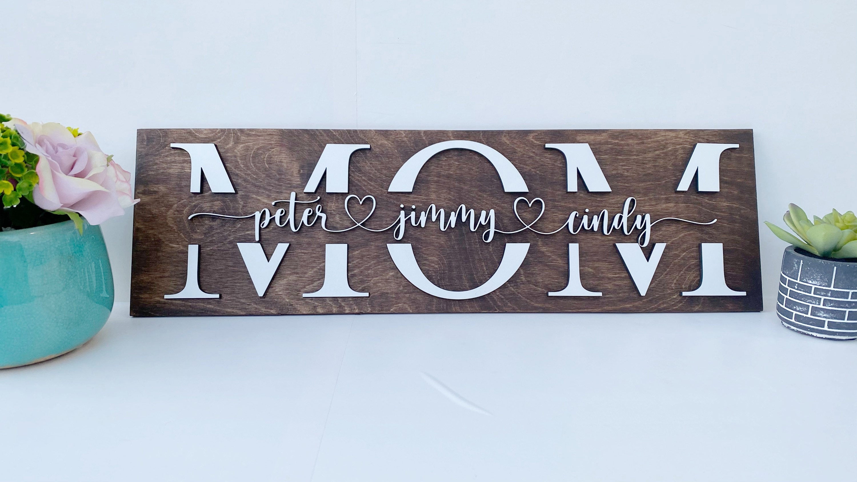 3D Personalized Mom Sign with Children Name | Personalized Mother's Day Gift