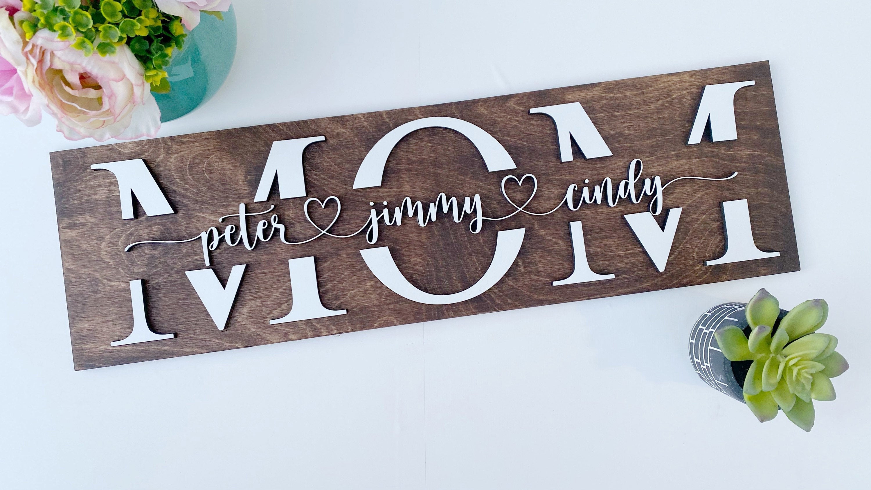 3D Personalized Mom Sign with Children Name | Personalized Mother's Day Gift