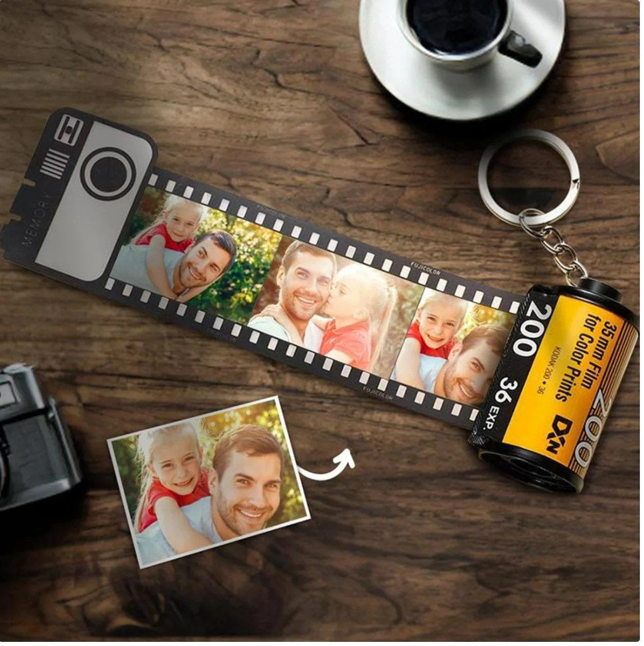 💖Custom Photo Camera Film Roll Keychain Gift Picture Film Roll Keychain  for Husband and Wife
