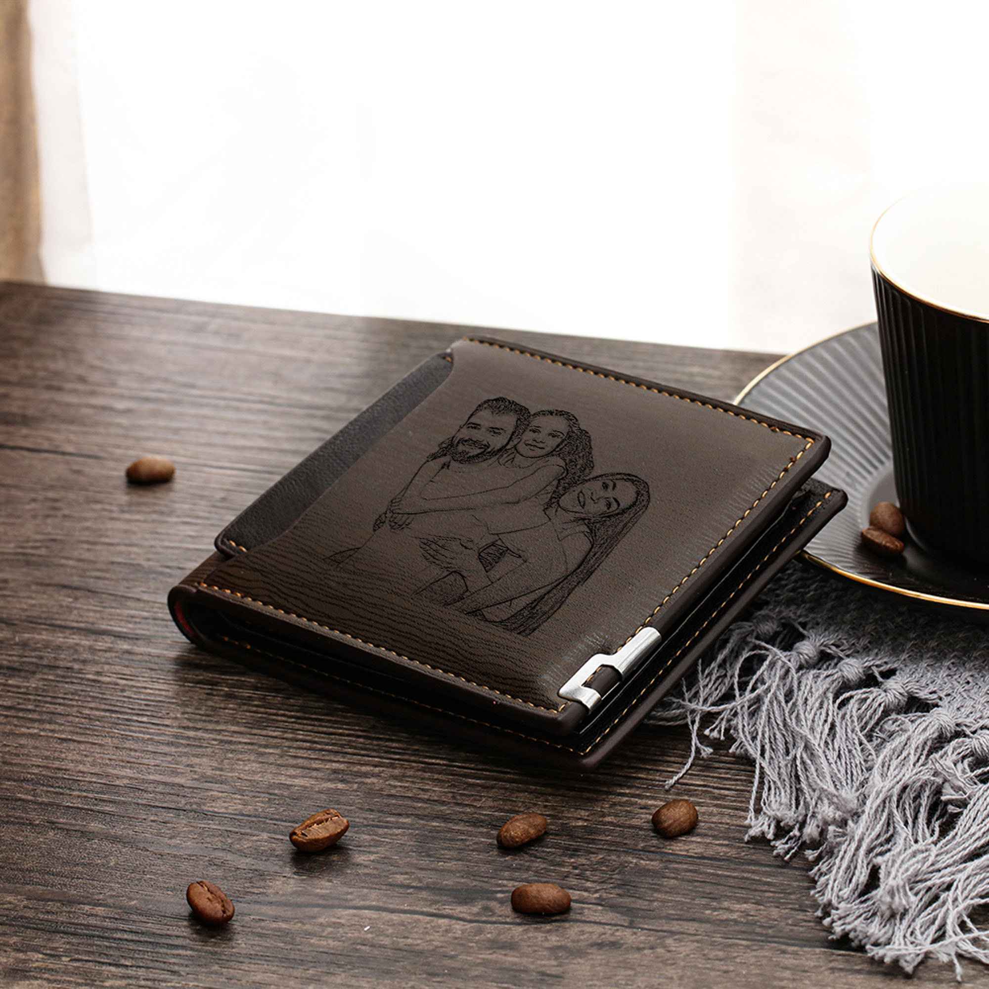 Personalized Photo Wallet For Men,Initial Name Engraved Custom Picture Wallet Gift for Him (Customized free)