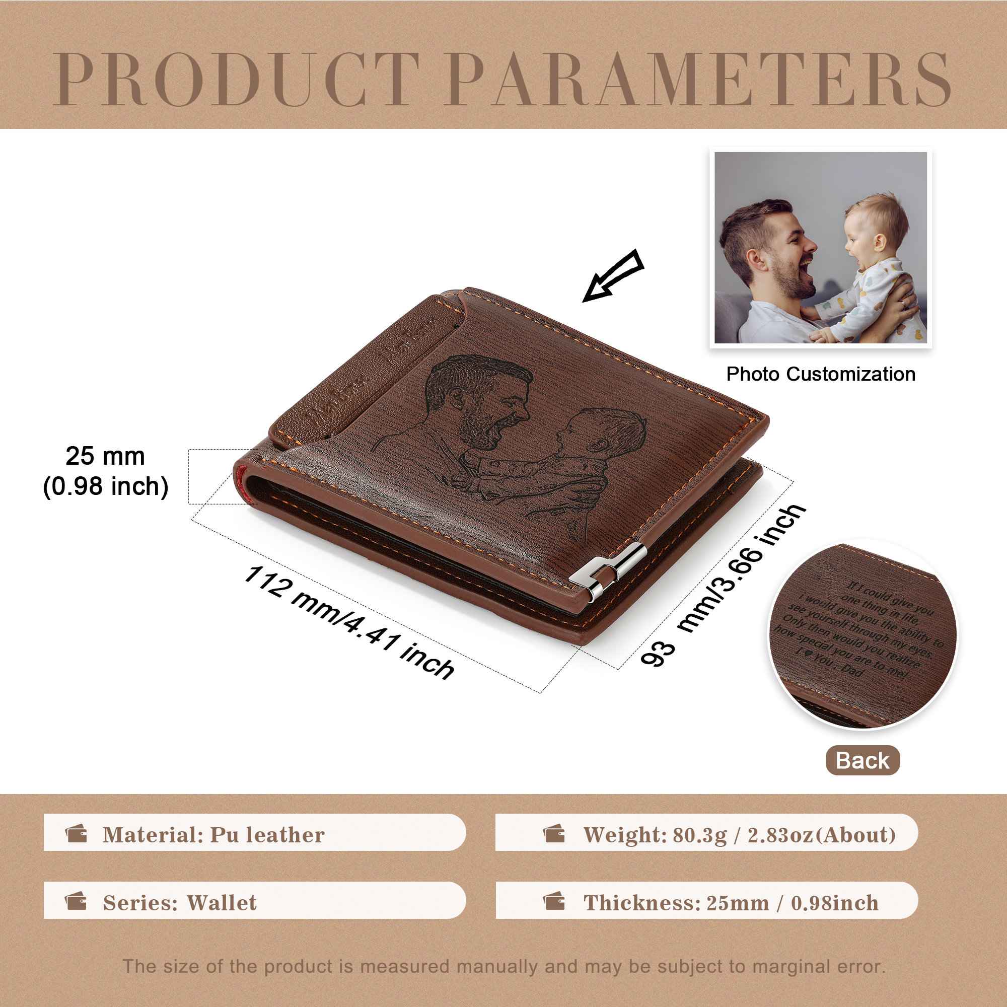 Personalized Photo Wallet For Men,Initial Name Engraved Custom Picture Wallet Gift for Him (Customized free)