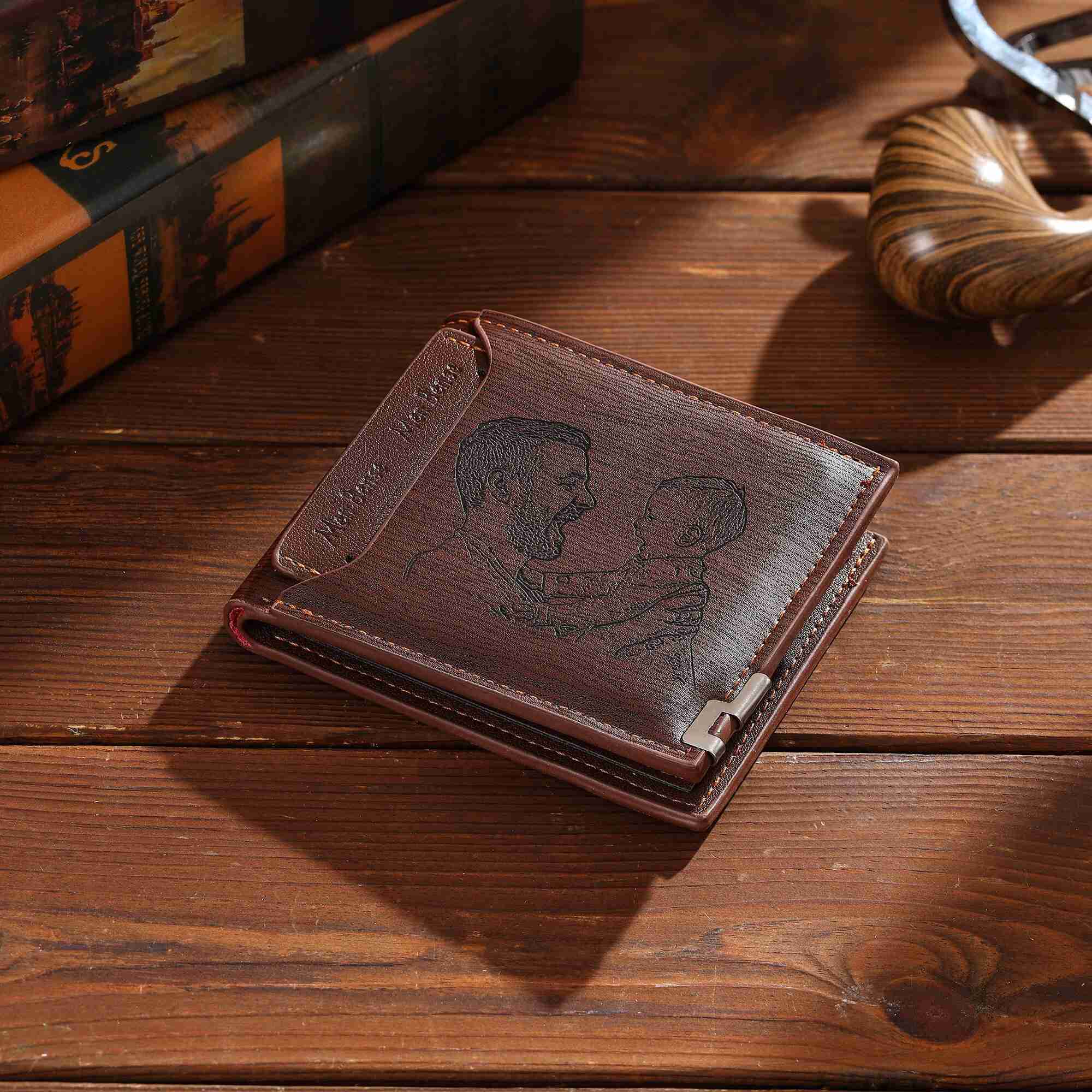 Personalized Photo Wallet For Men,Initial Name Engraved Custom Picture Wallet Gift for Him (Customized free)
