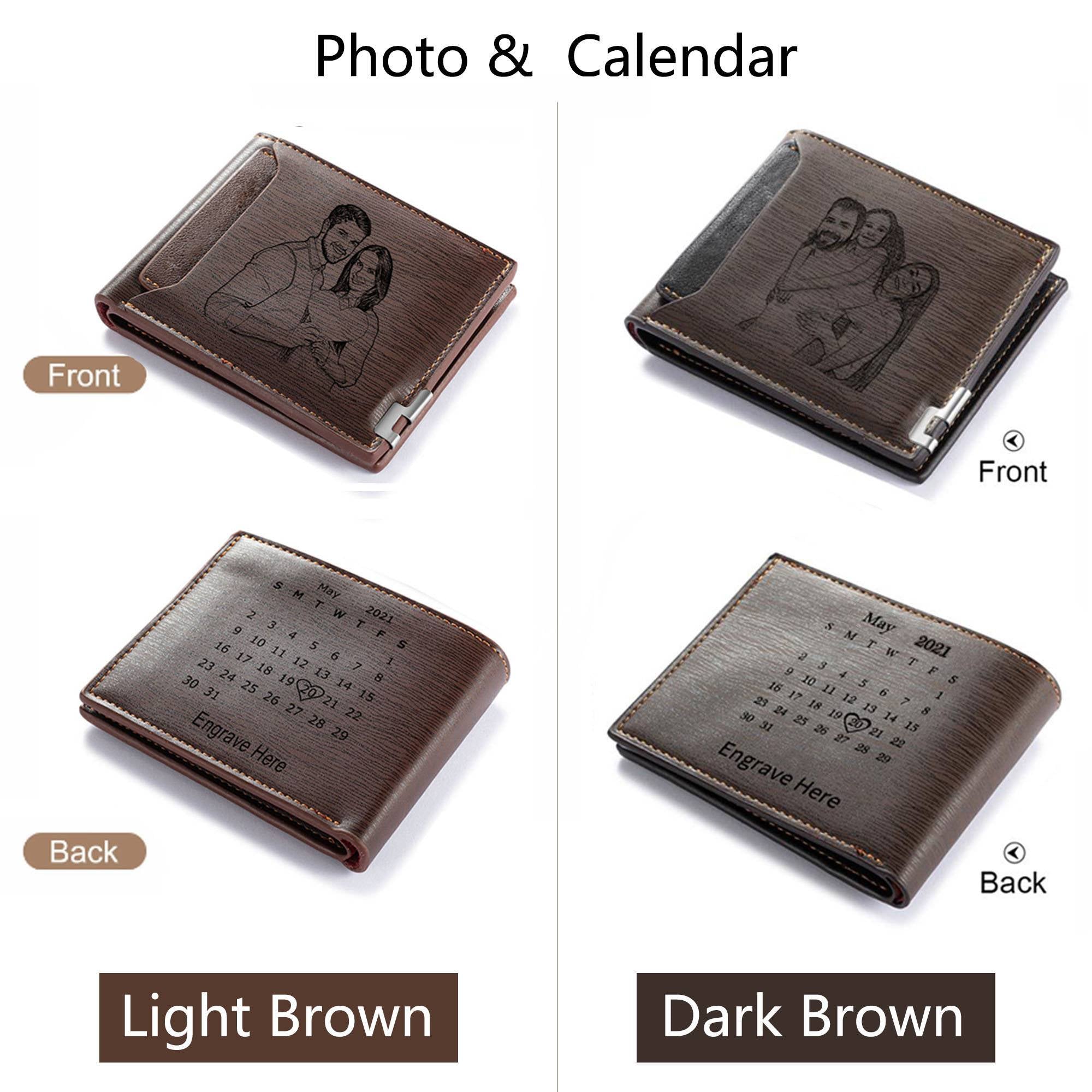 Personalized Photo Wallet For Men,Initial Name Engraved Custom Picture Wallet Gift for Him (Customized free)