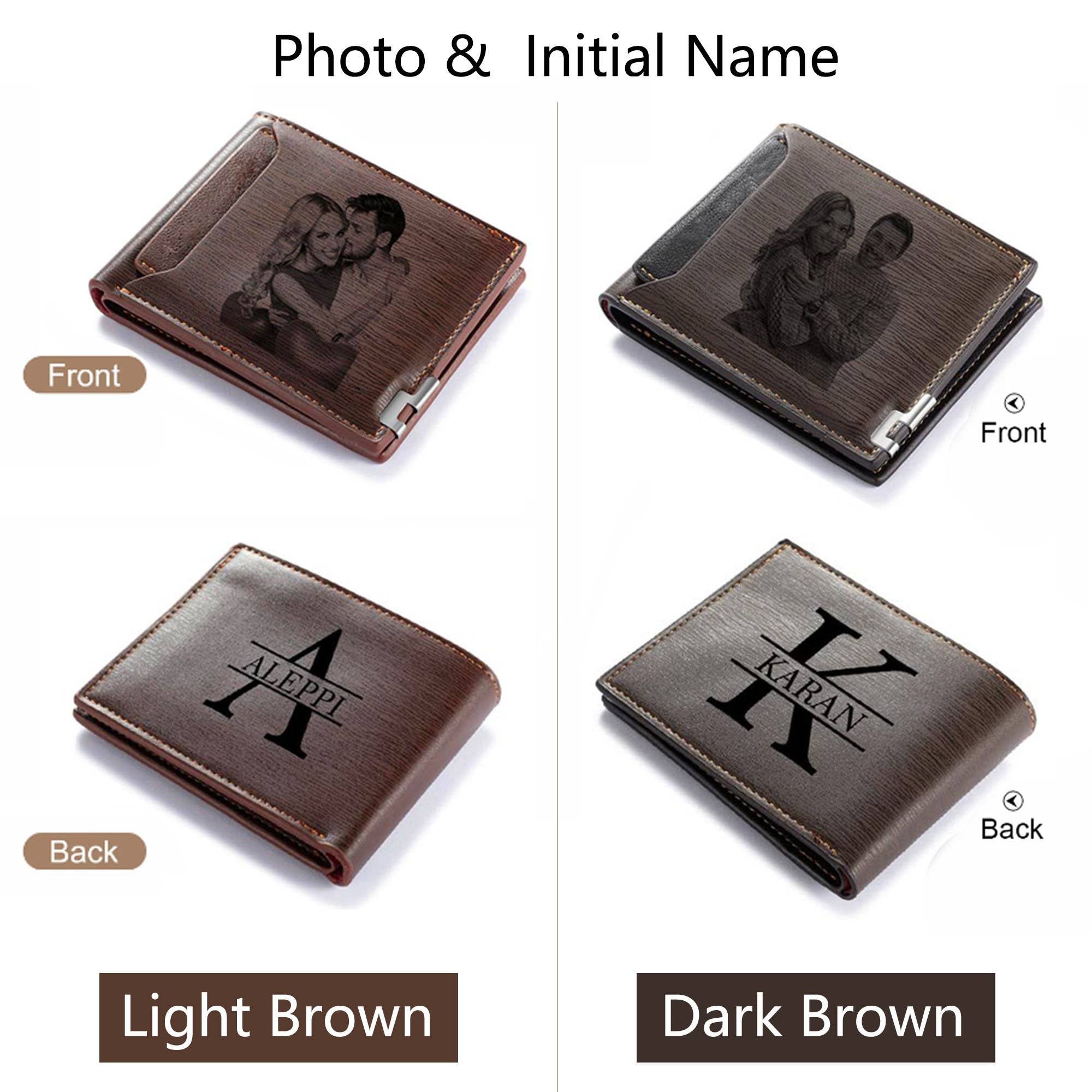 Personalized Photo Wallet For Men,Initial Name Engraved Custom Picture Wallet Gift for Him (Customized free)