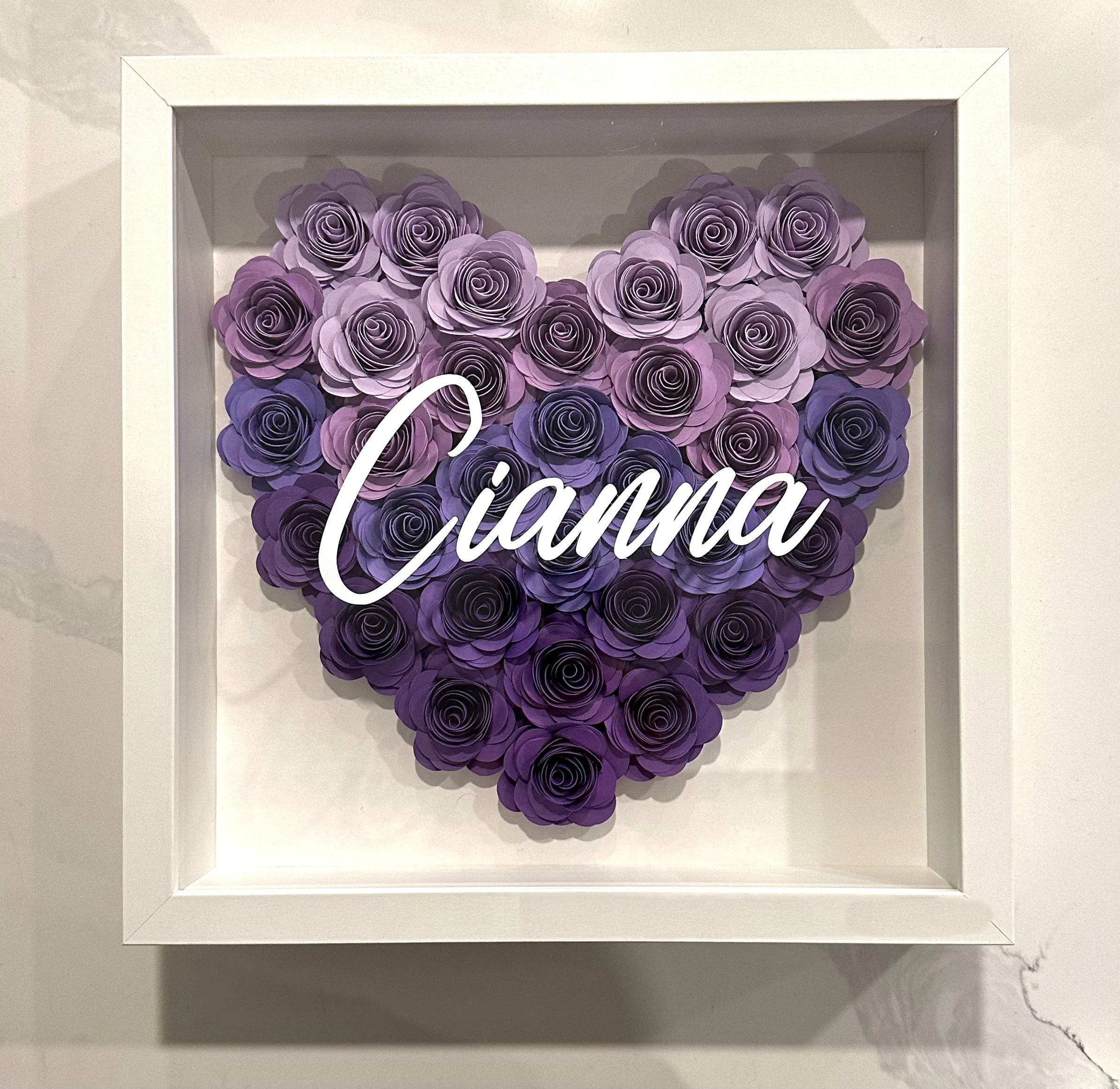 Ombre Heart Shaped Flower Box | Valentine's Day | Customized Cardstock Shadow Box