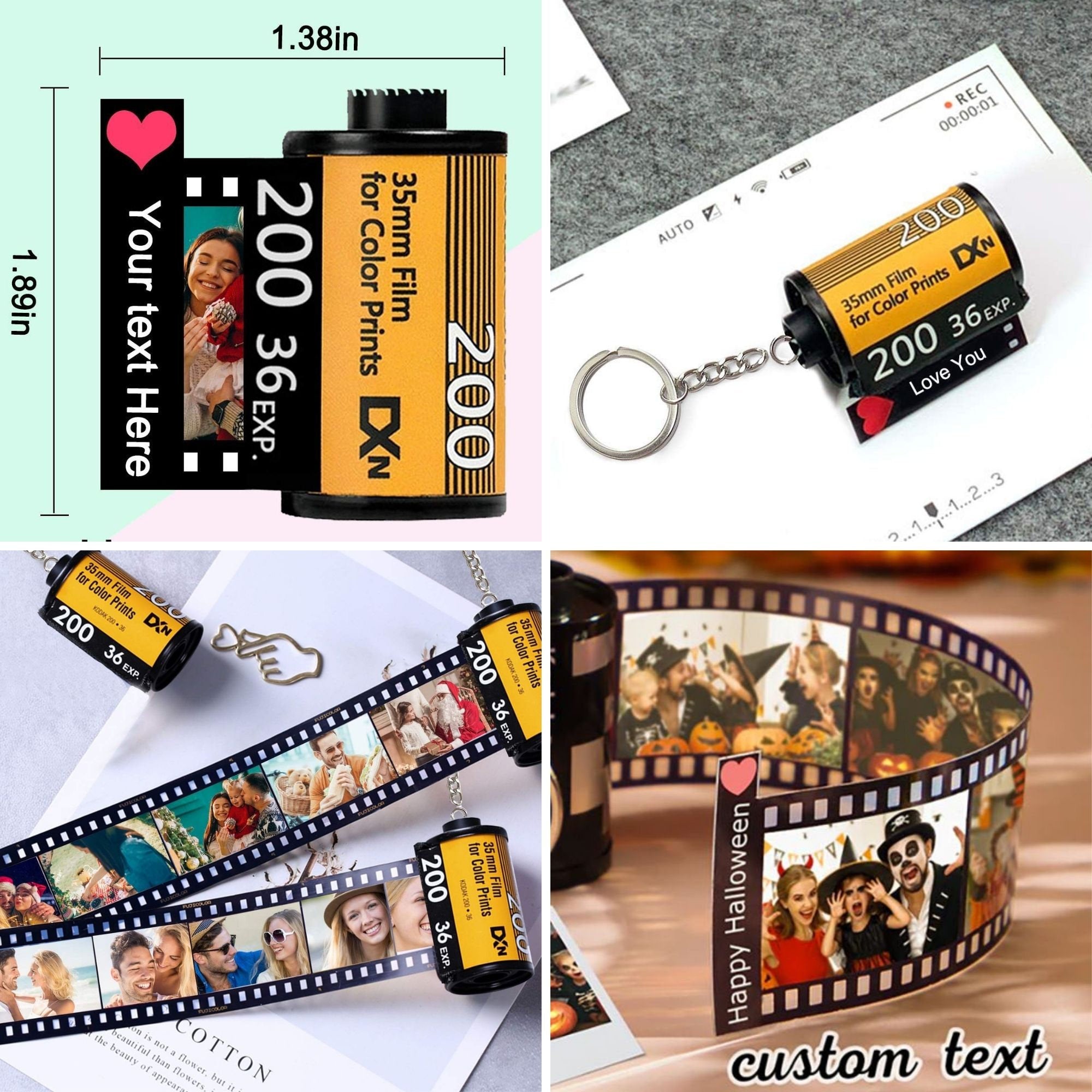💖Custom Photo Camera Film Roll Keychain Gift Picture Film Roll Keychain  for Husband and Wife