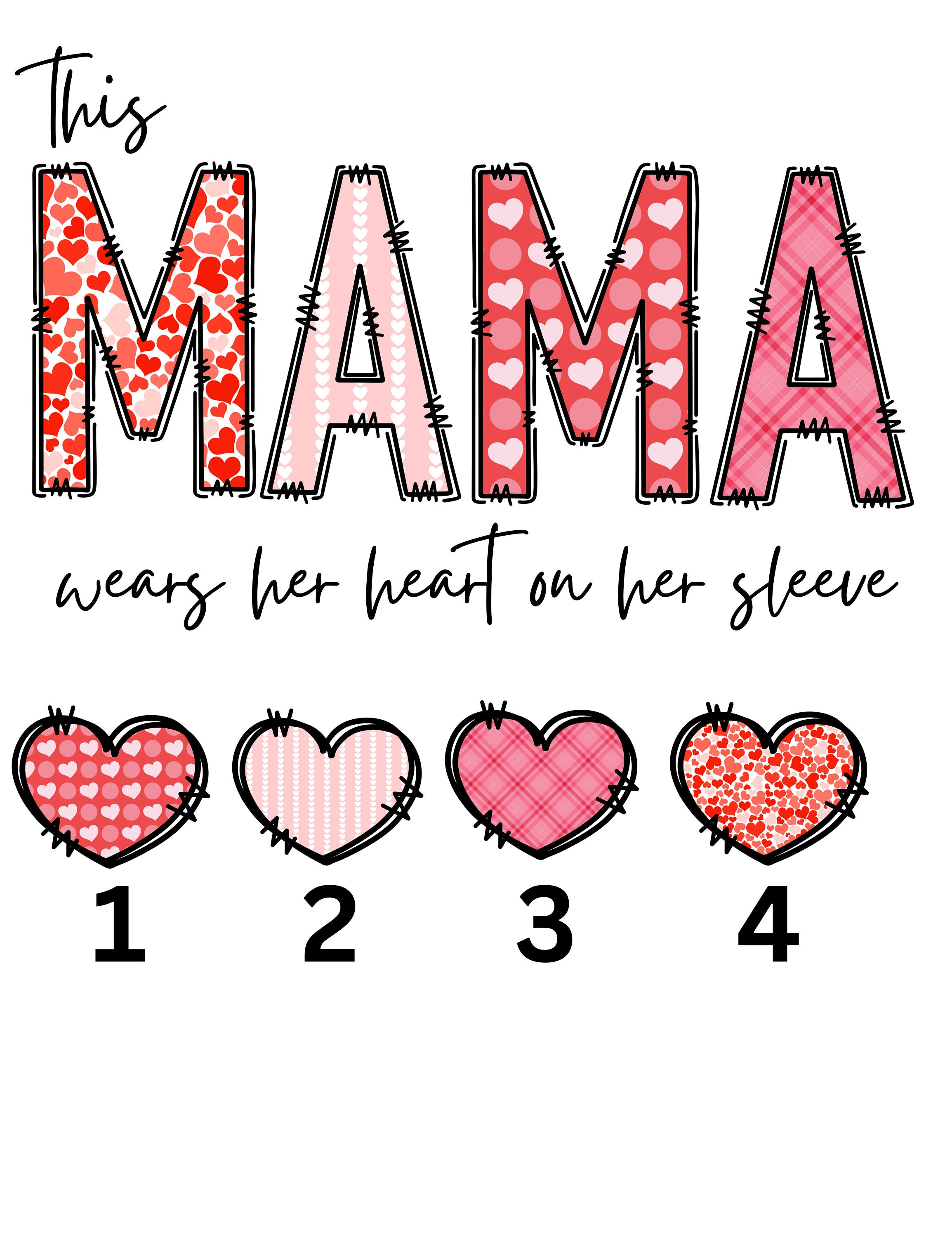 Personalized This MAMA Wears Her Heart on Her Sleeve Sweatshirt with Kid Names-Mother's Day Sale!Free Shipping!