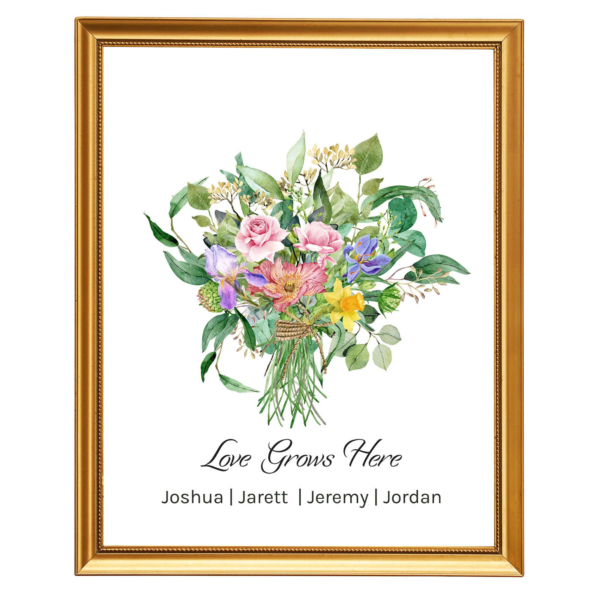 Birth Flower Print | Custom Bouquet Painting | Birth Month Flower Personalized Gift for Mom