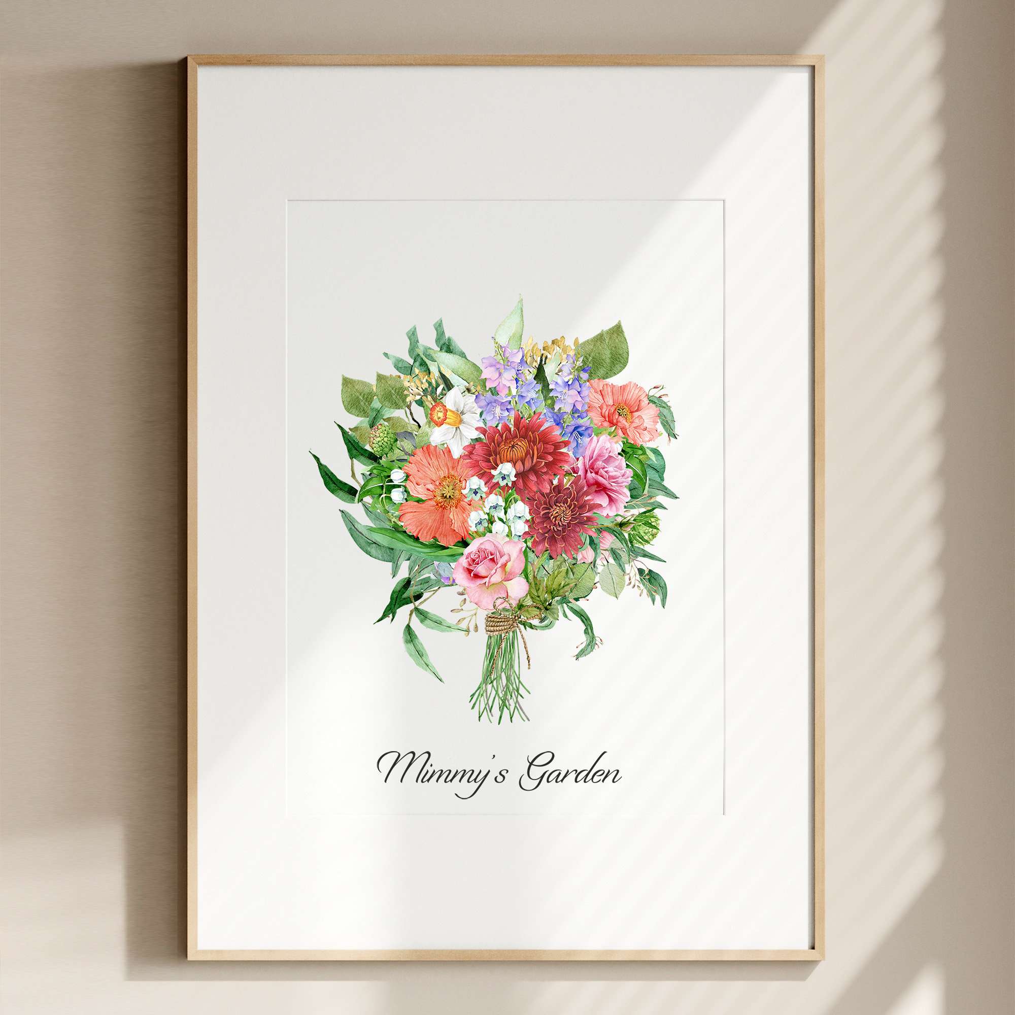 Birth Flower Print | Custom Bouquet Painting | Birth Month Flower Personalized Gift for Mom