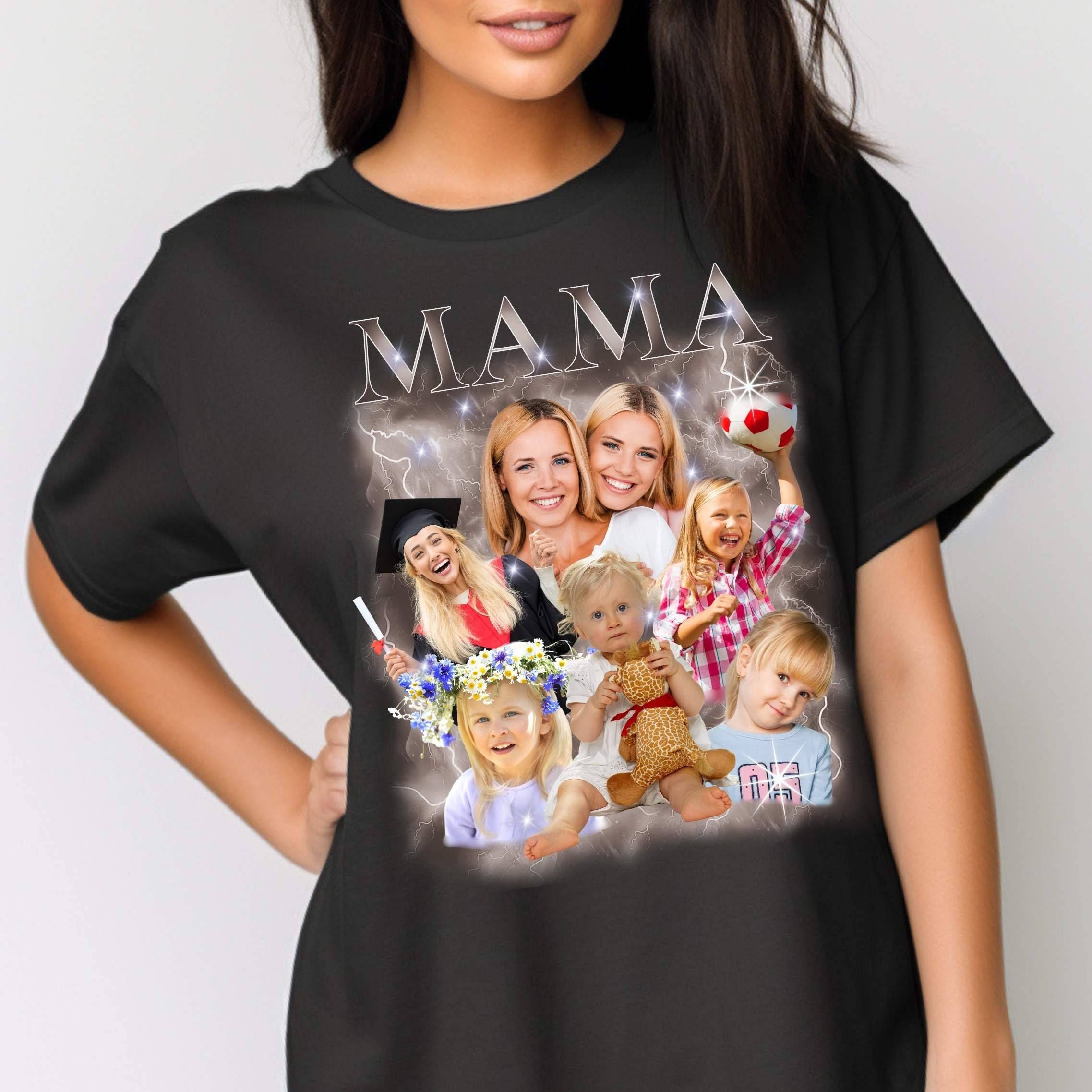 Custom Photo Mama Shirt, Custom Bootleg Rap Mama Shirt With Kid Face Photos