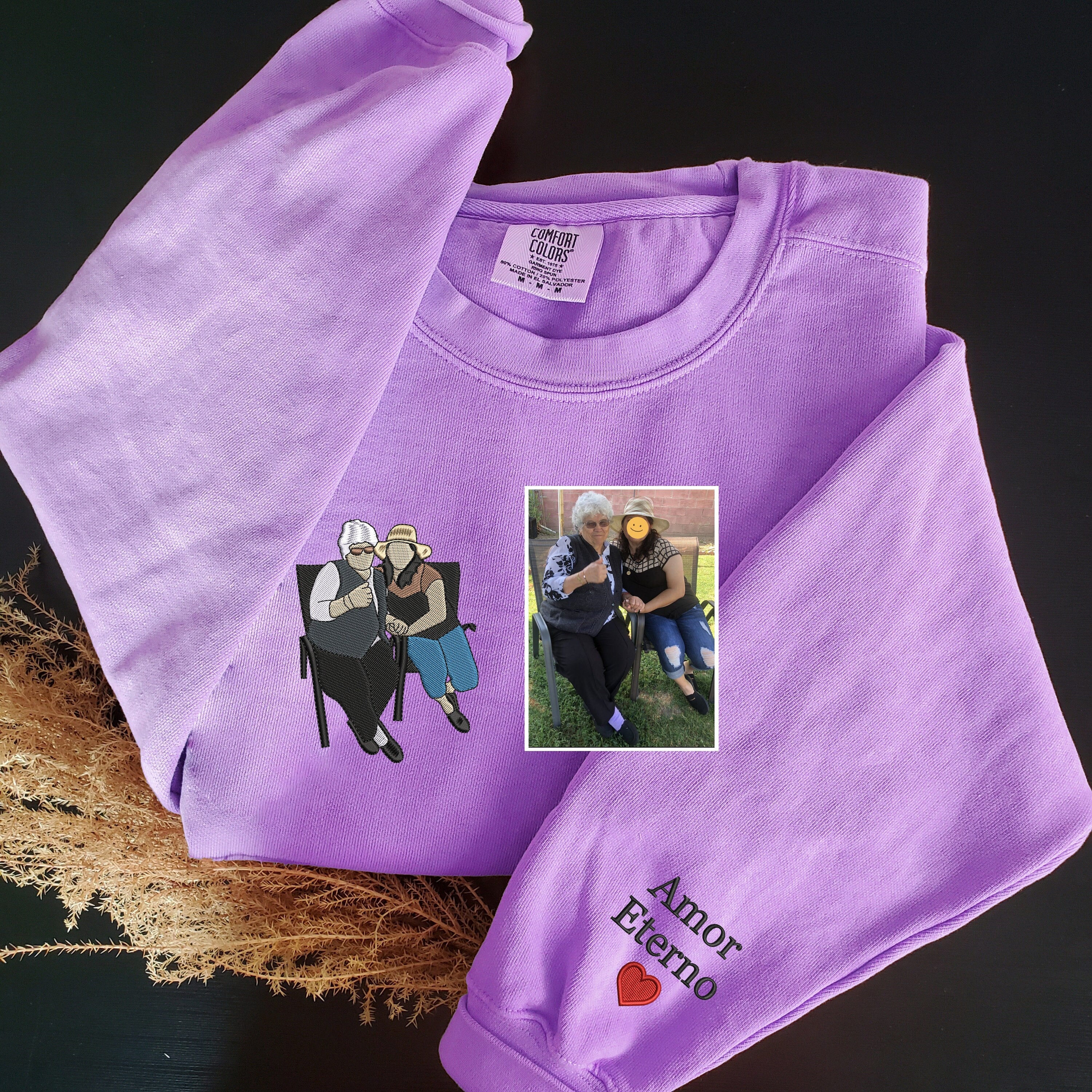 💖Custom Embroidered Mom Sweatshirt With Portrait From Photo, Portrait Embroidered Sweatshirt