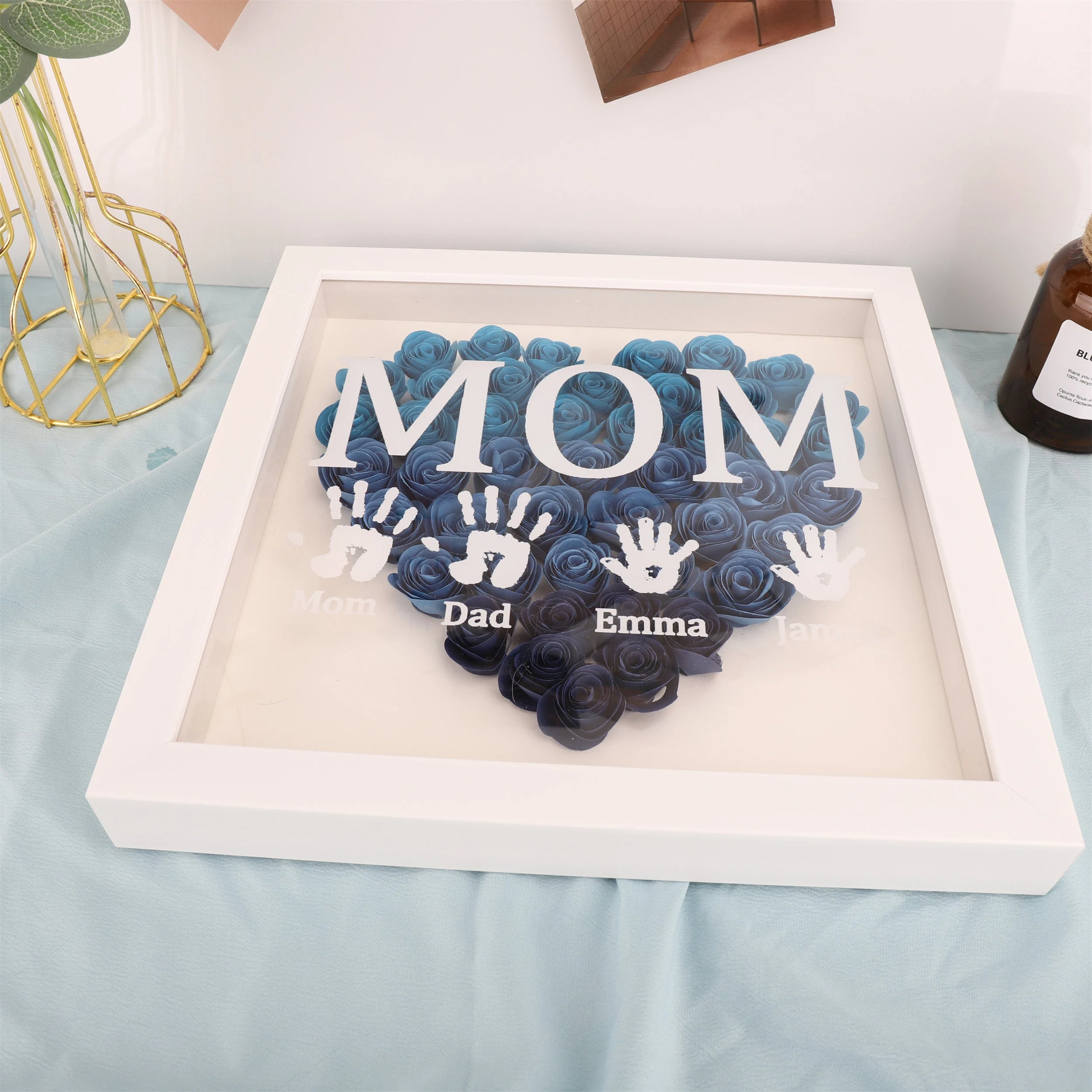 Custom Heart Flower Shadow Box,Custom Rose Shadow Box,Birthday Gift,Mothers Day Gift
