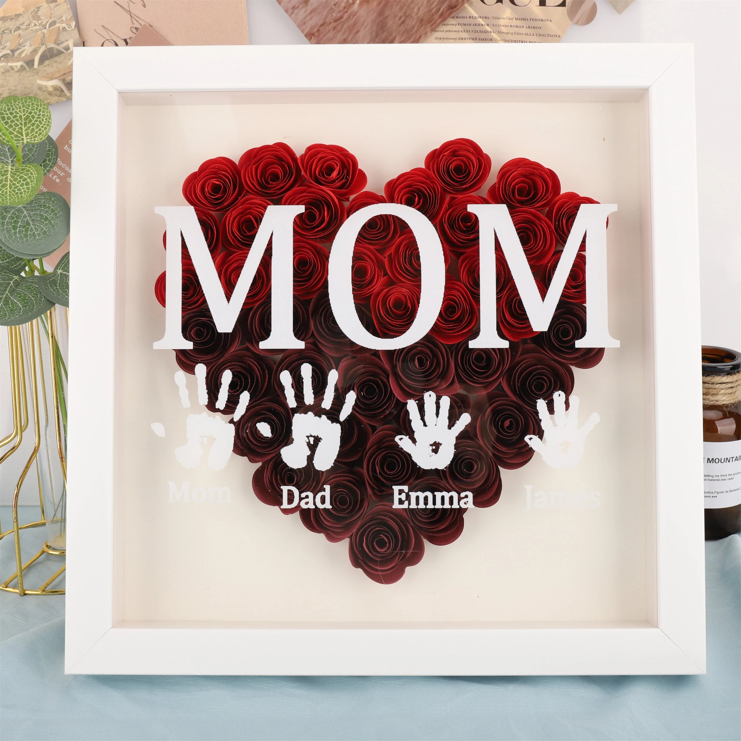 Custom Heart Flower Shadow Box,Custom Rose Shadow Box,Birthday Gift,Mothers Day Gift
