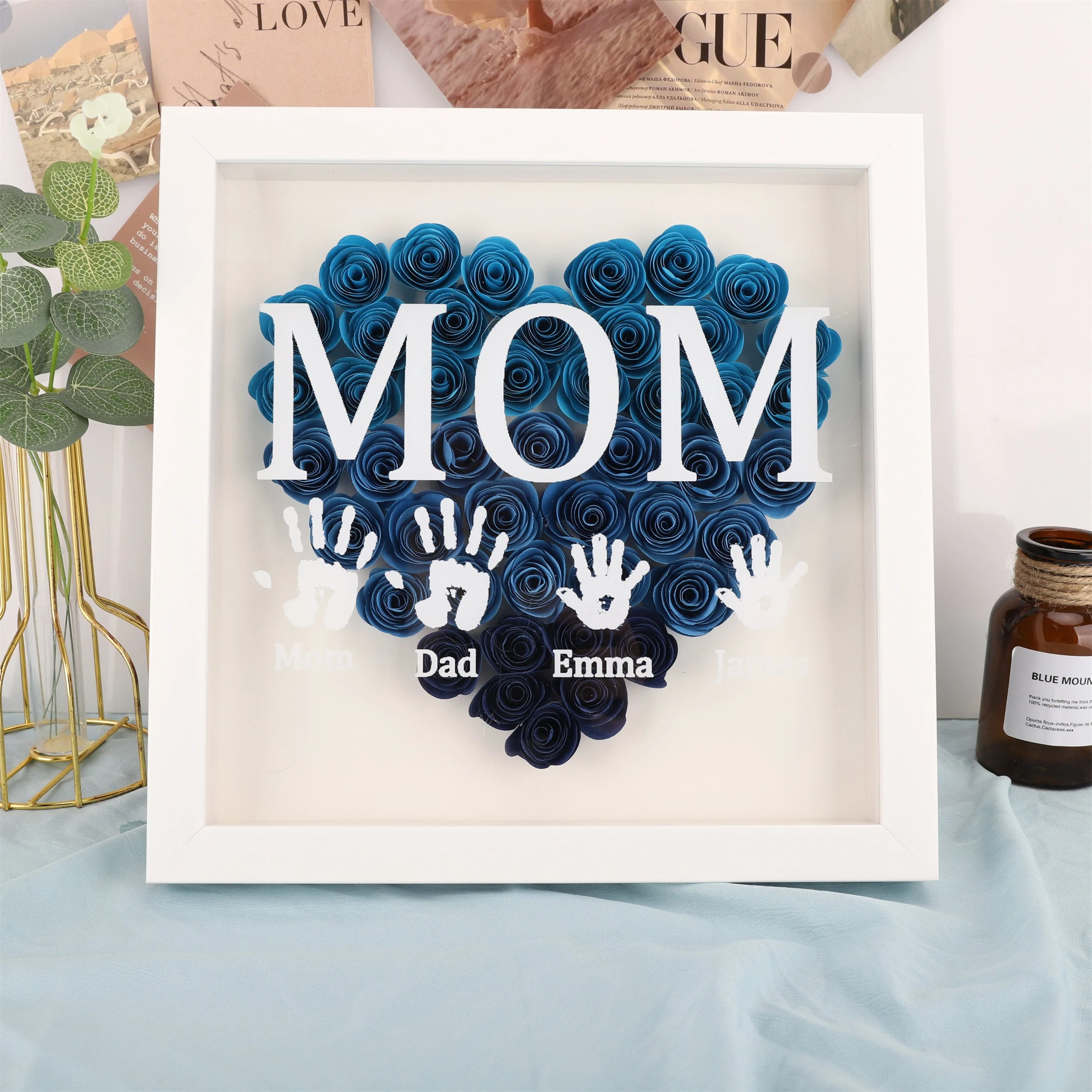 Custom Heart Flower Shadow Box,Custom Rose Shadow Box,Birthday Gift,Mothers Day Gift