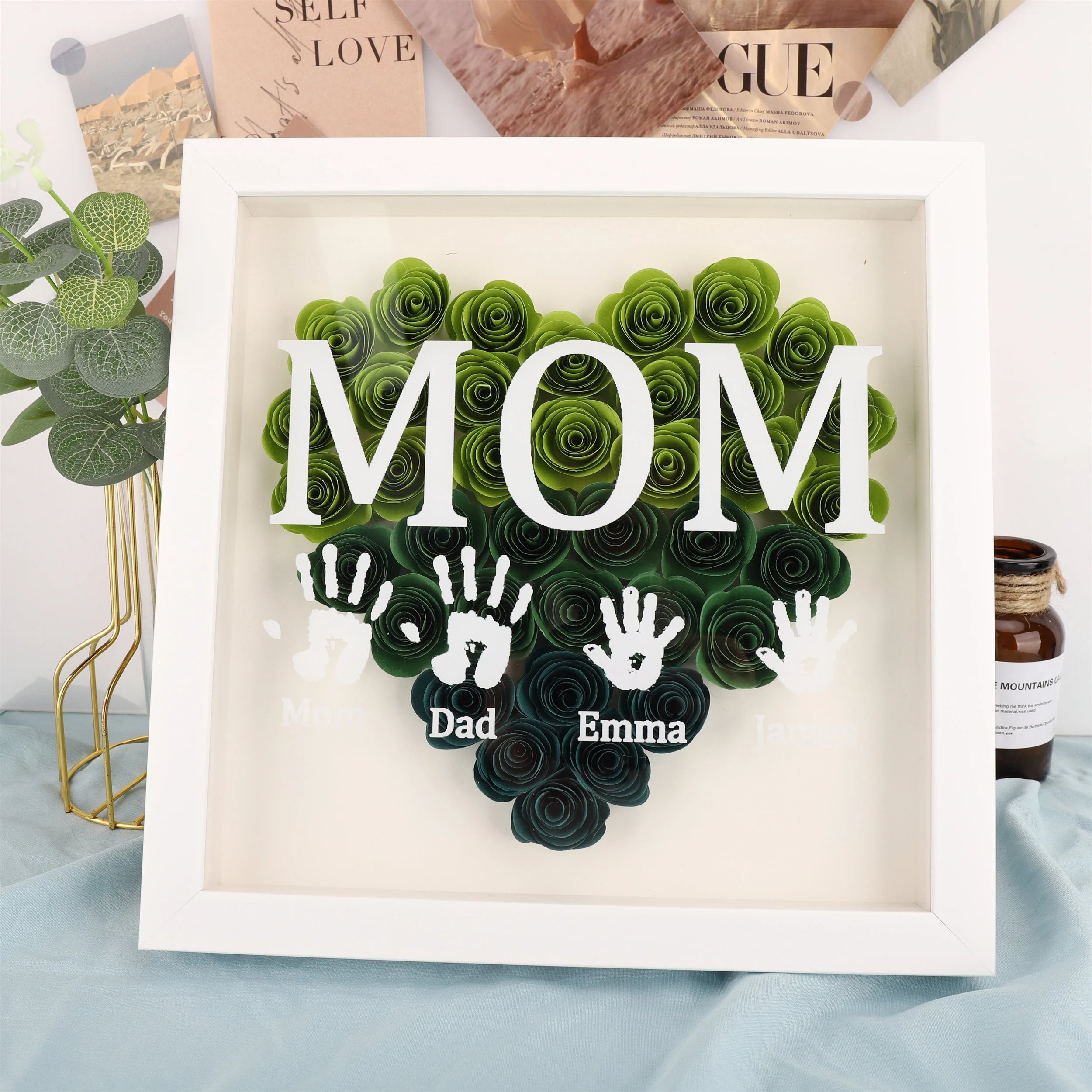 Custom Heart Flower Shadow Box,Custom Rose Shadow Box,Birthday Gift,Mothers Day Gift