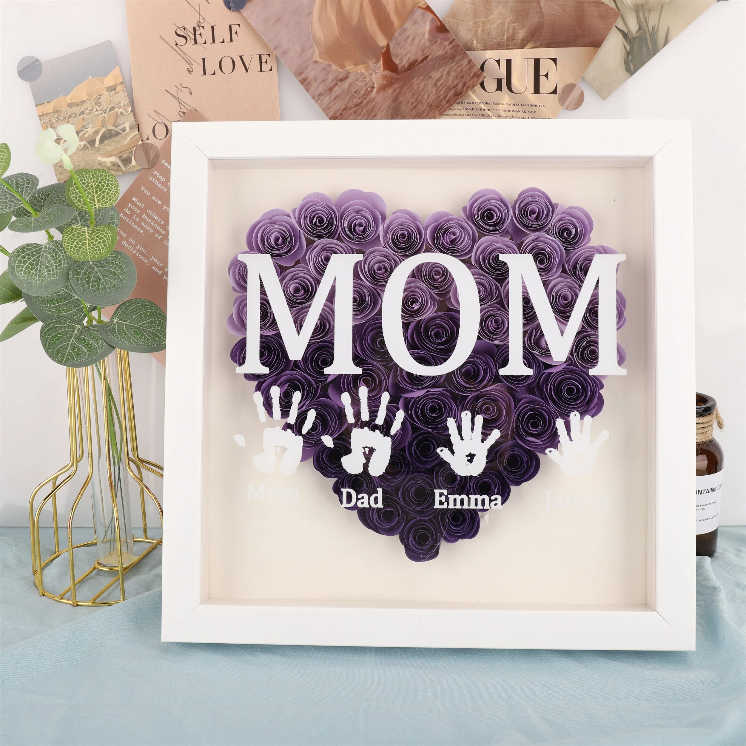 Custom Heart Flower Shadow Box,Custom Rose Shadow Box,Birthday Gift,Mothers Day Gift