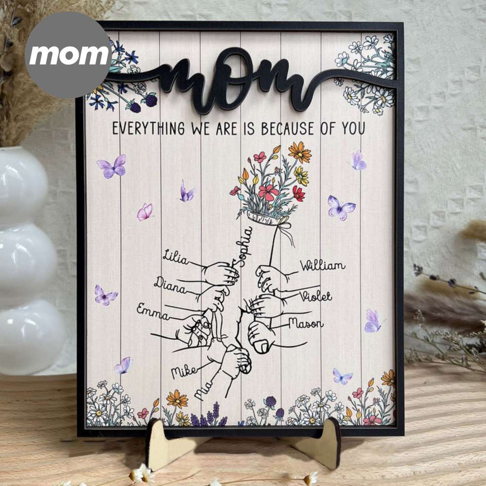Personalized Kid Names Hand Holding Sign, Mothers Day Gift for Mom and Grandma
