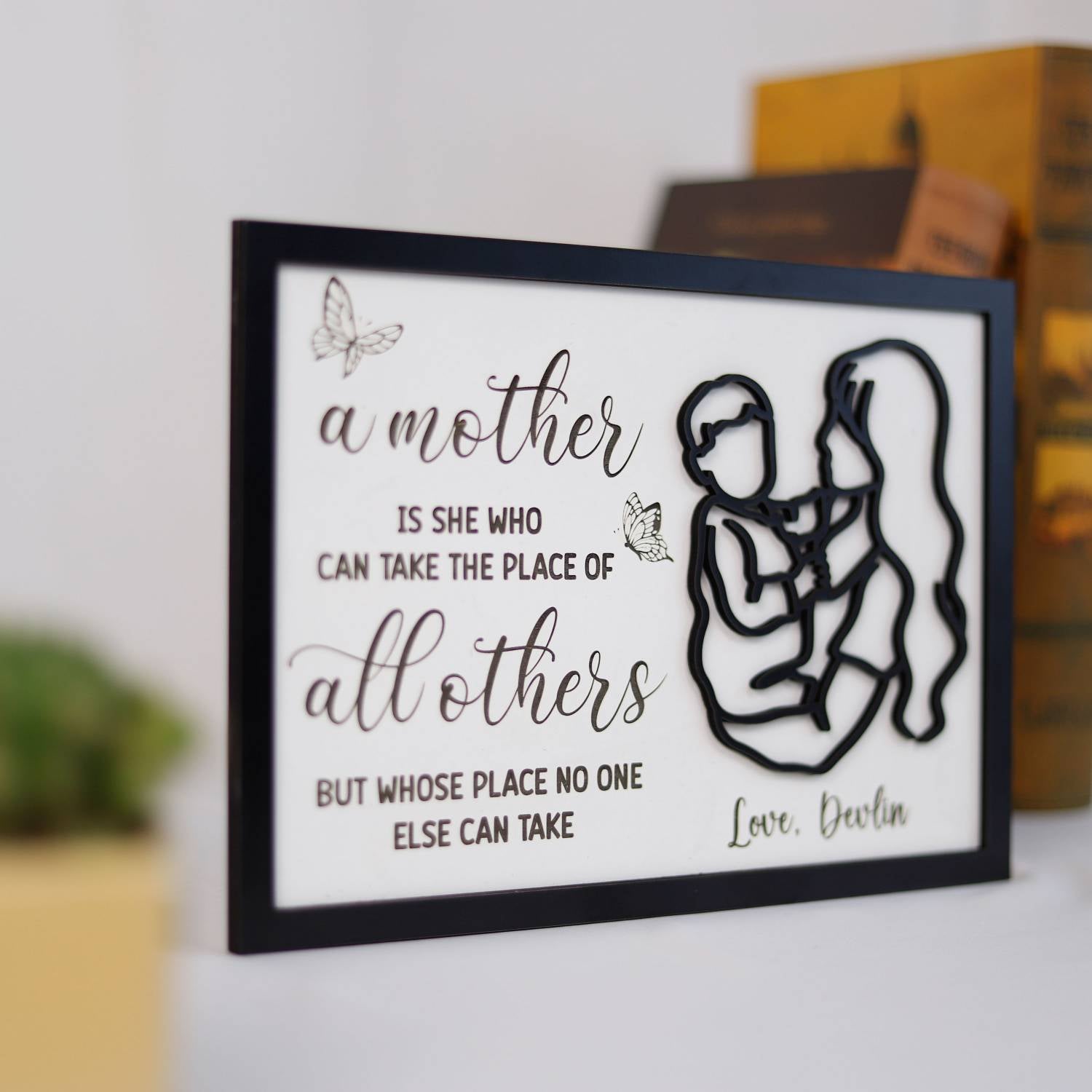 Personalized Mothers Day Wood Sign, Mom Desk Decor, Mom Wooden Stand,Mom Plaque