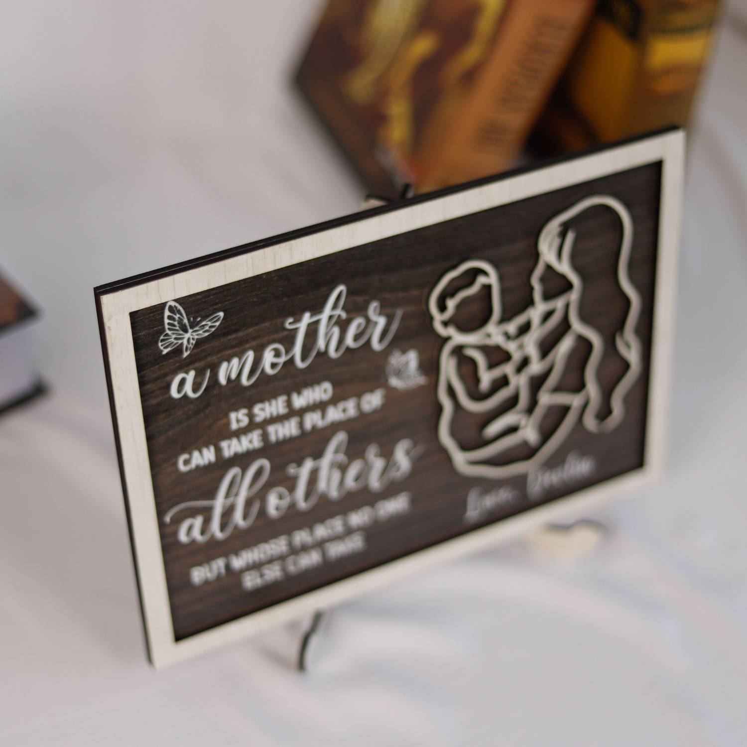 Personalized Mothers Day Wood Sign, Mom Desk Decor, Mom Wooden Stand,Mom Plaque