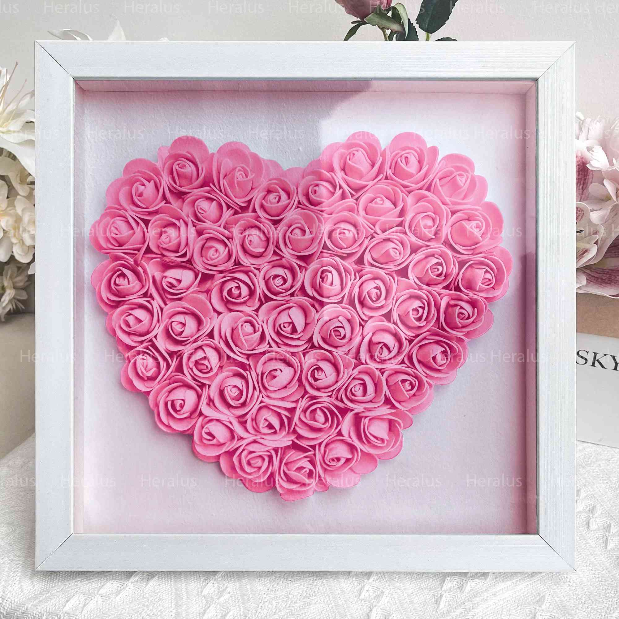Grandma Hearts Mom Hearts - Personalized Flower Shadow Box
