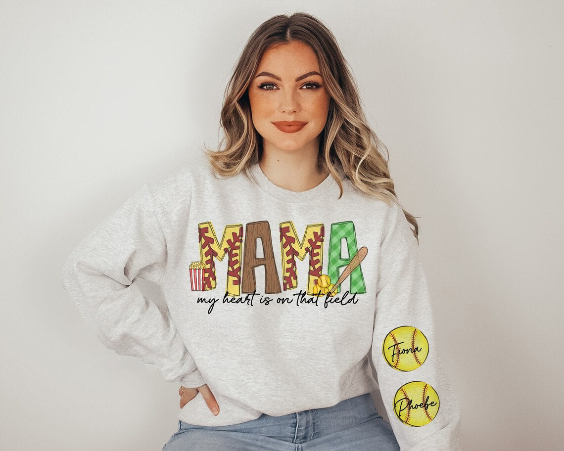 Personalized BABA Baseball Long Sleeve My Heart is On That Field Sweatshirt