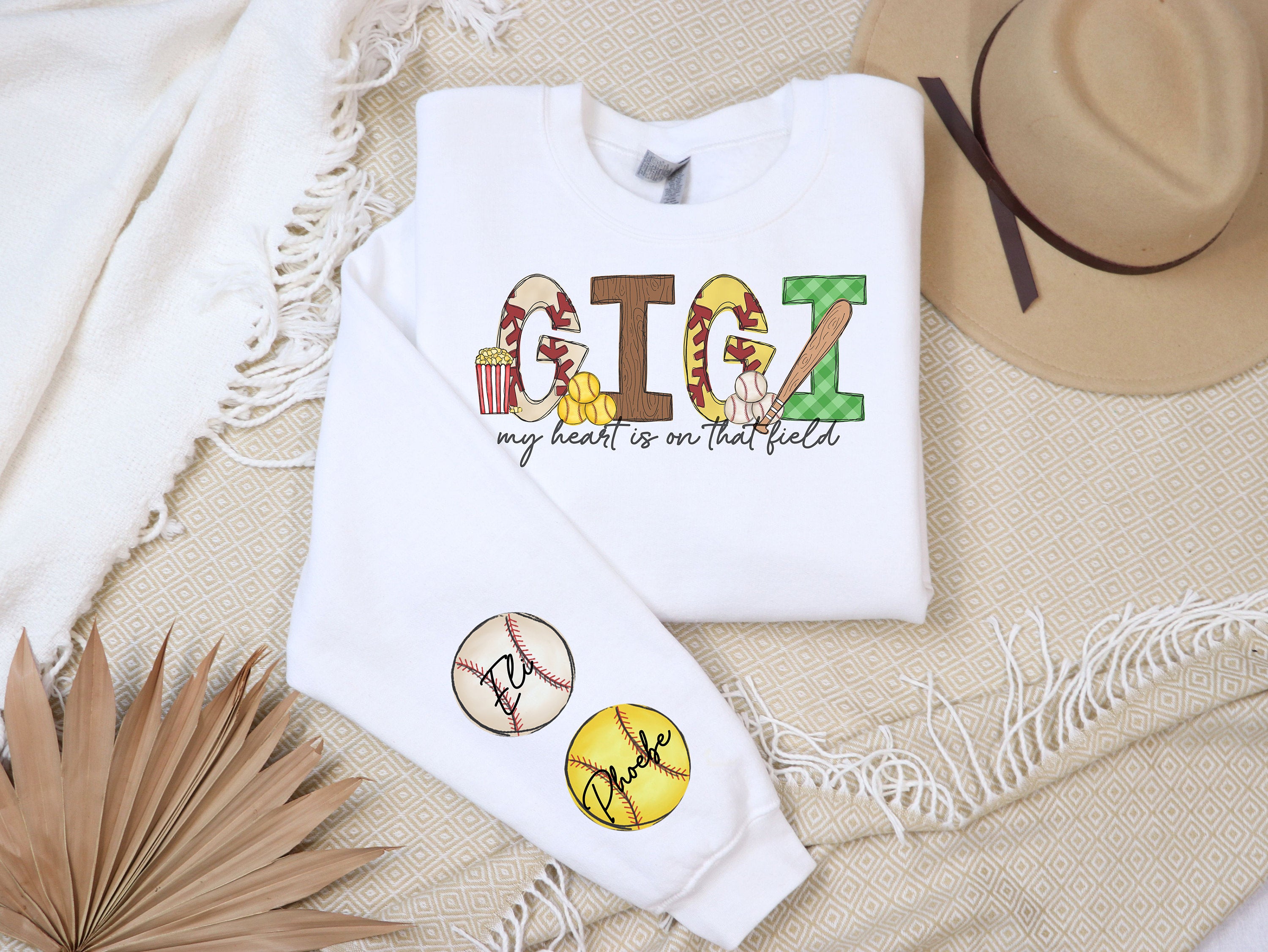 Personalized GiGi Baseball Long Sleeve My Heart is On That Field Sweatshirt