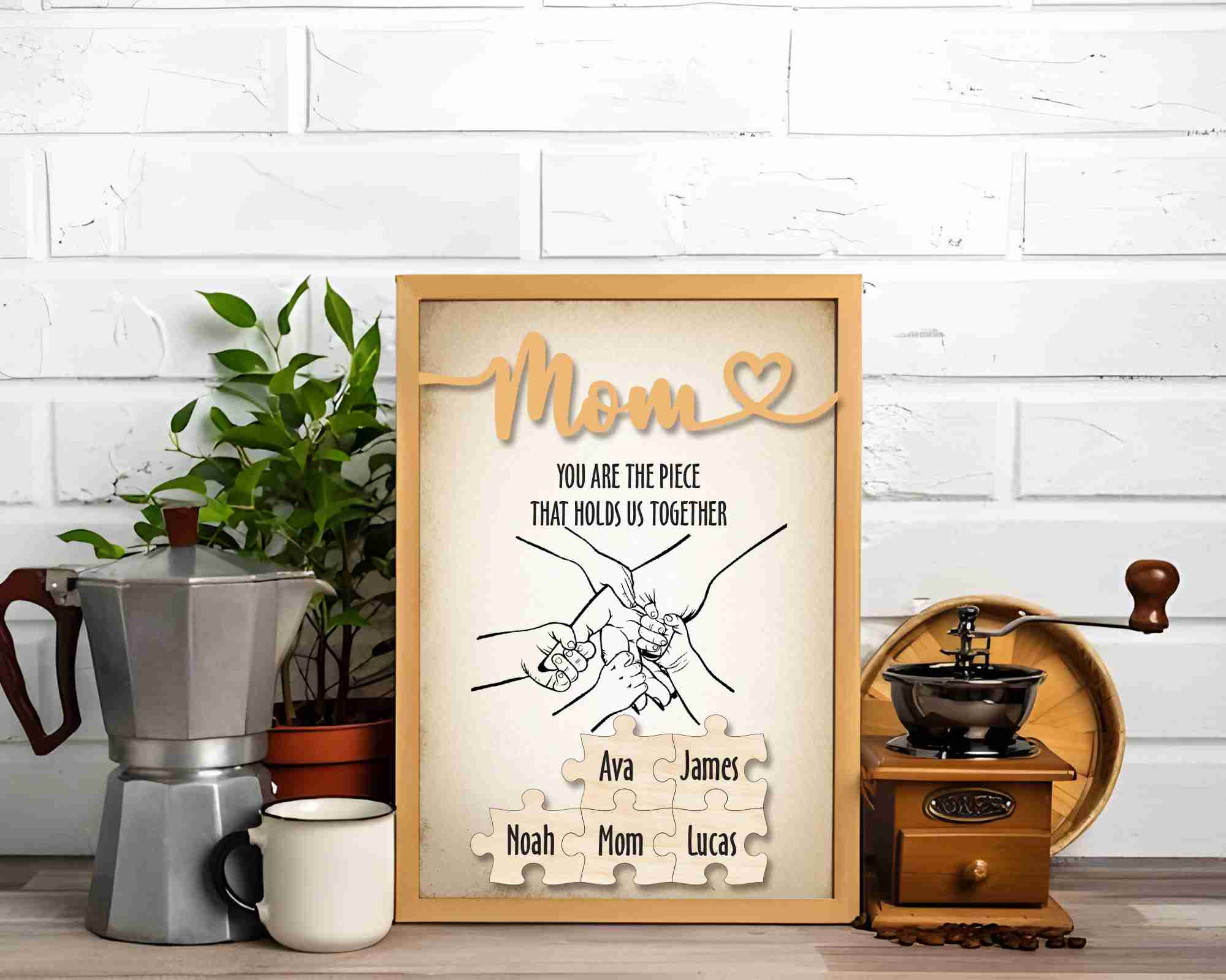 Personalized Mom Puzzle Sign, Piece That Holds Us Together, Mother's Day Gift from Kids Husband