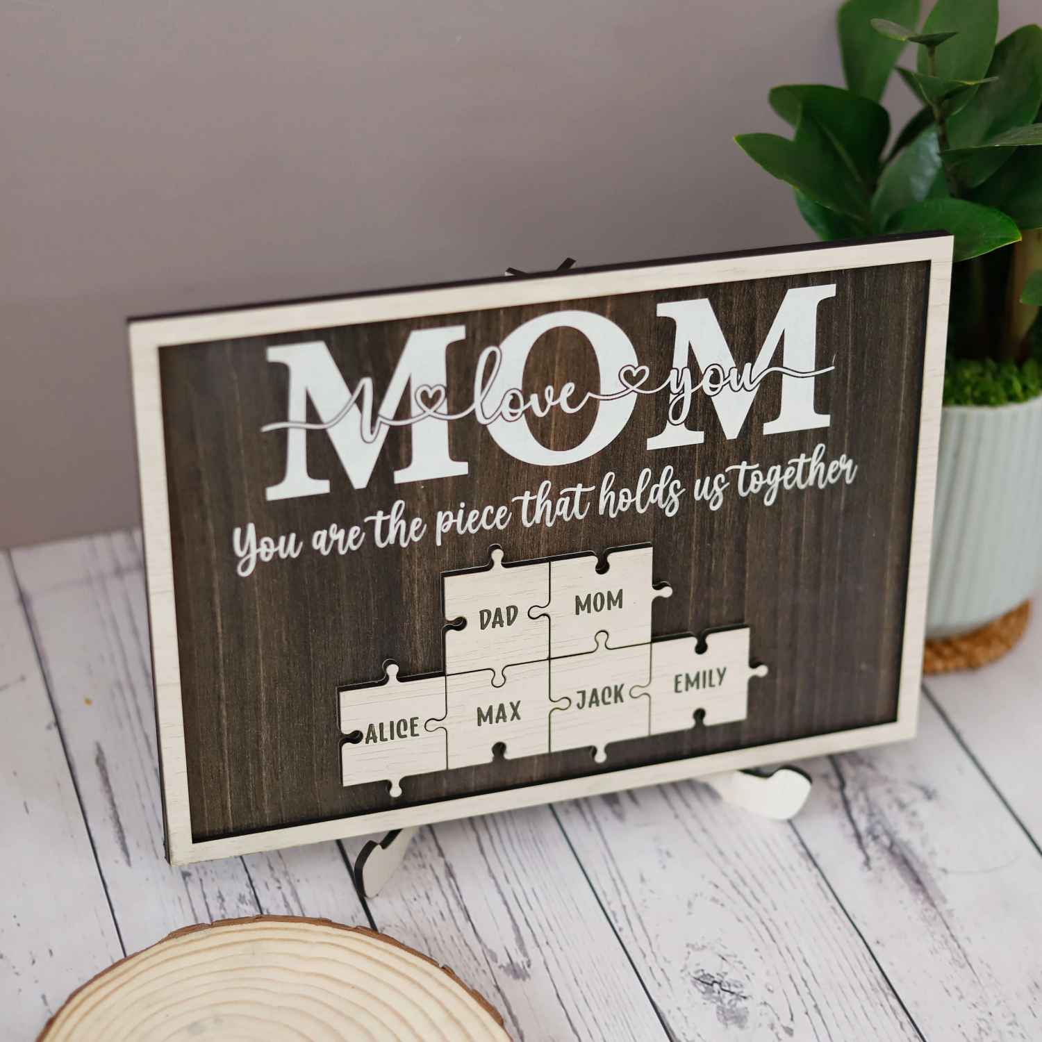 Custom Mom Puzzle Sign, Customize Mother's Day Gift For Mimi Wood Name Puzzle