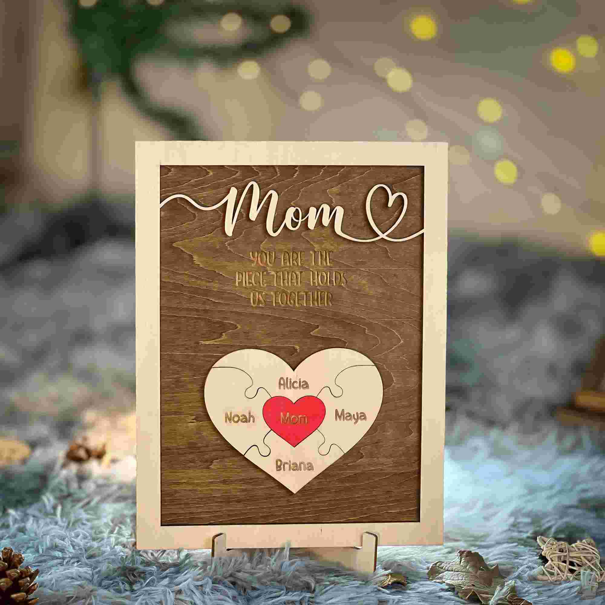 Custom Mothers Day Puzzle, Personalized Mom You Are The Piece That Holds Us Together Puzzle Sign