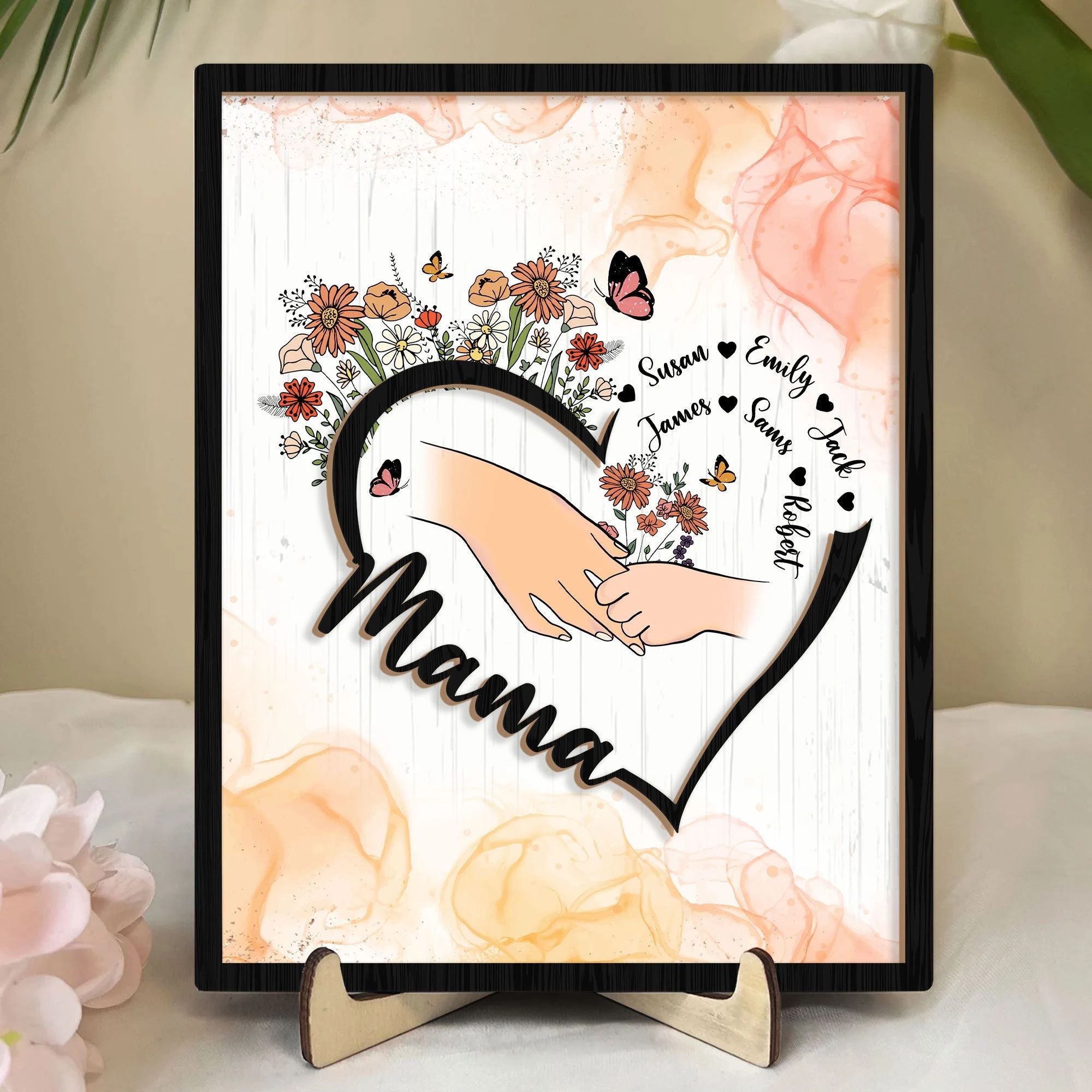 Personalized Grandma/Mama Wooden Plaque, Custom Kid's Name Wooden Sign