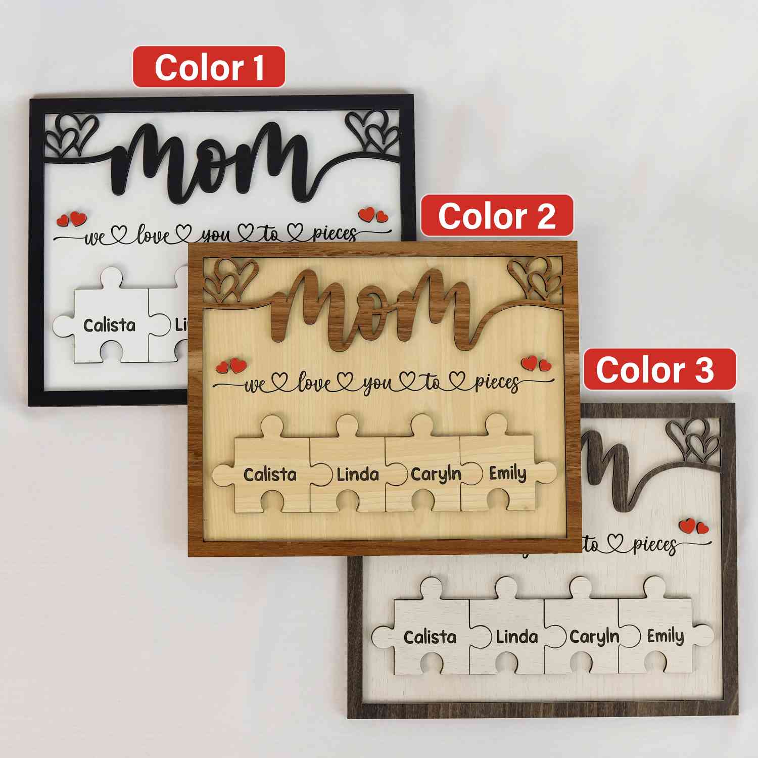 Personalized Mom Puzzle Pieces Frame, Mum Wooden Sign, Puzzle Mom Plaque
