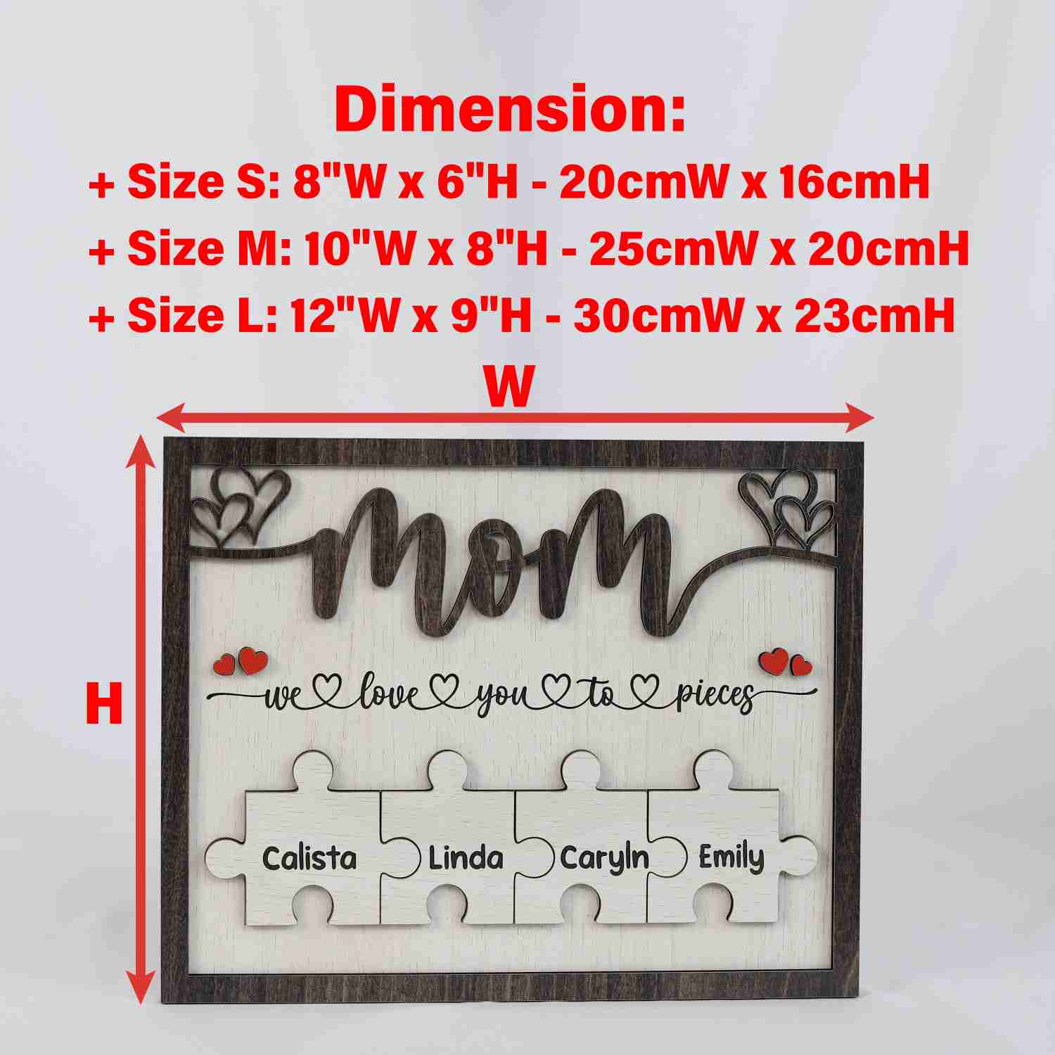 Personalized Mom Puzzle Pieces Frame, Mum Wooden Sign, Puzzle Mom Plaque