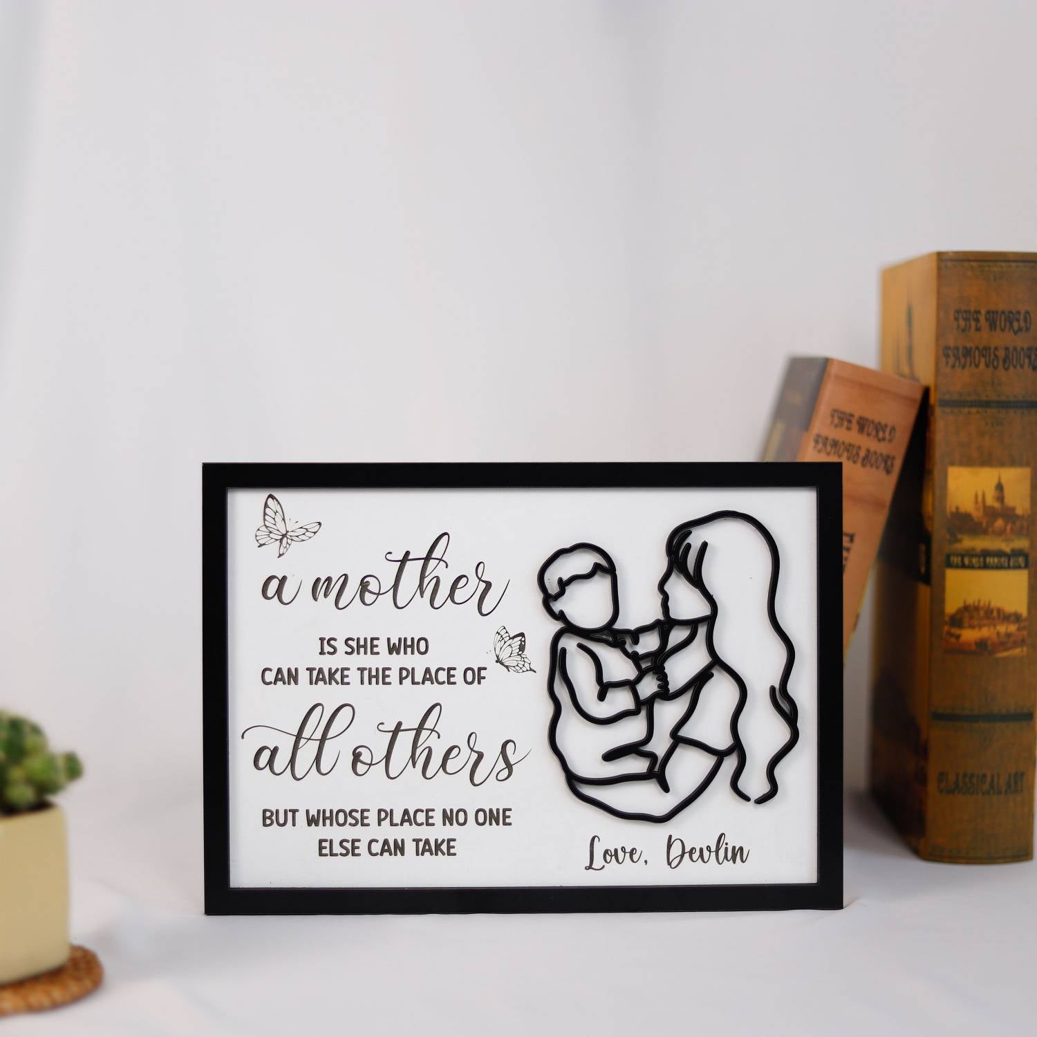 Personalized Mothers Day Wood Sign, Mom Desk Decor, Mom Wooden Stand,Mom Plaque
